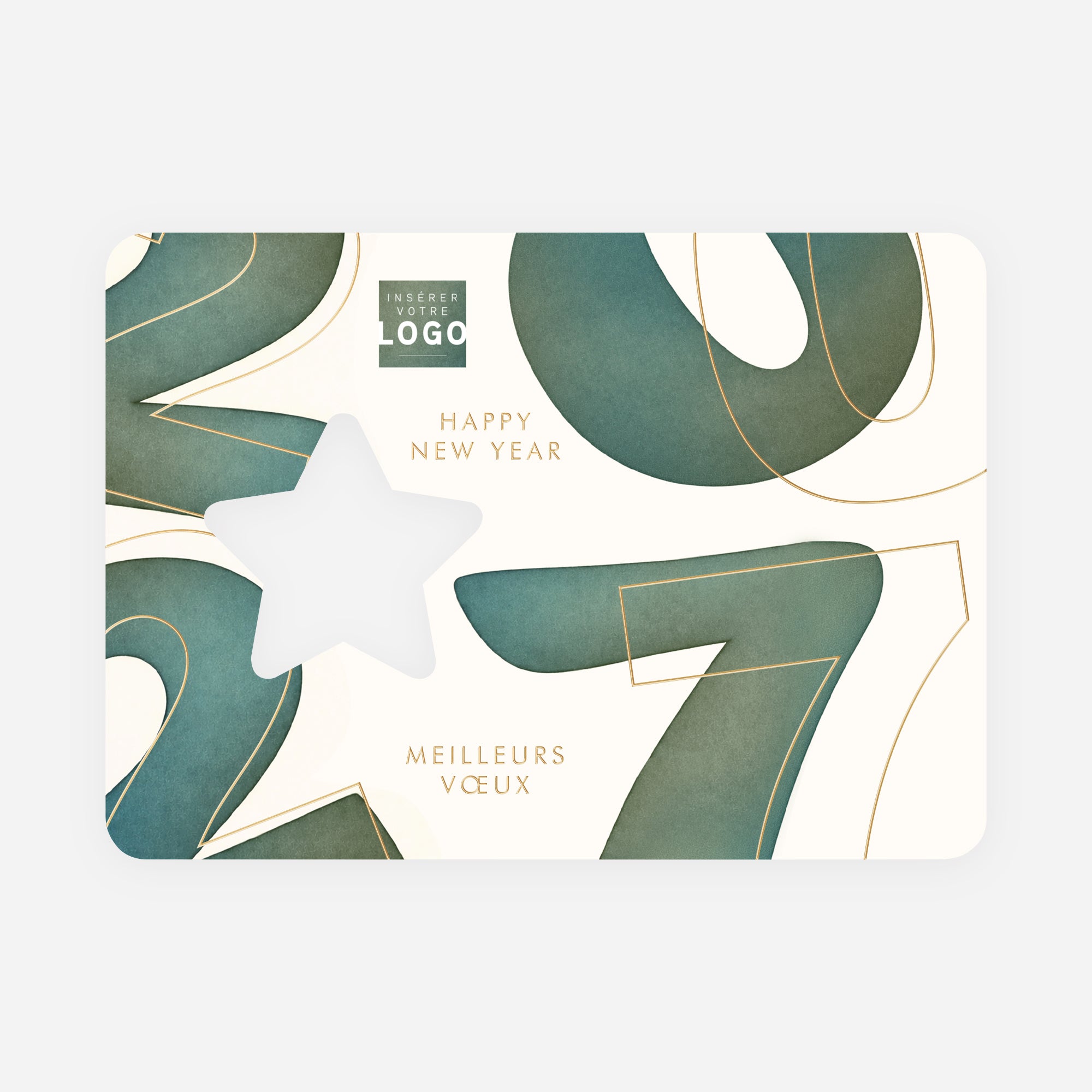 Céladon | Vœux professionnels • Carte de voeux dorure • Étoile découpée photo N° 1