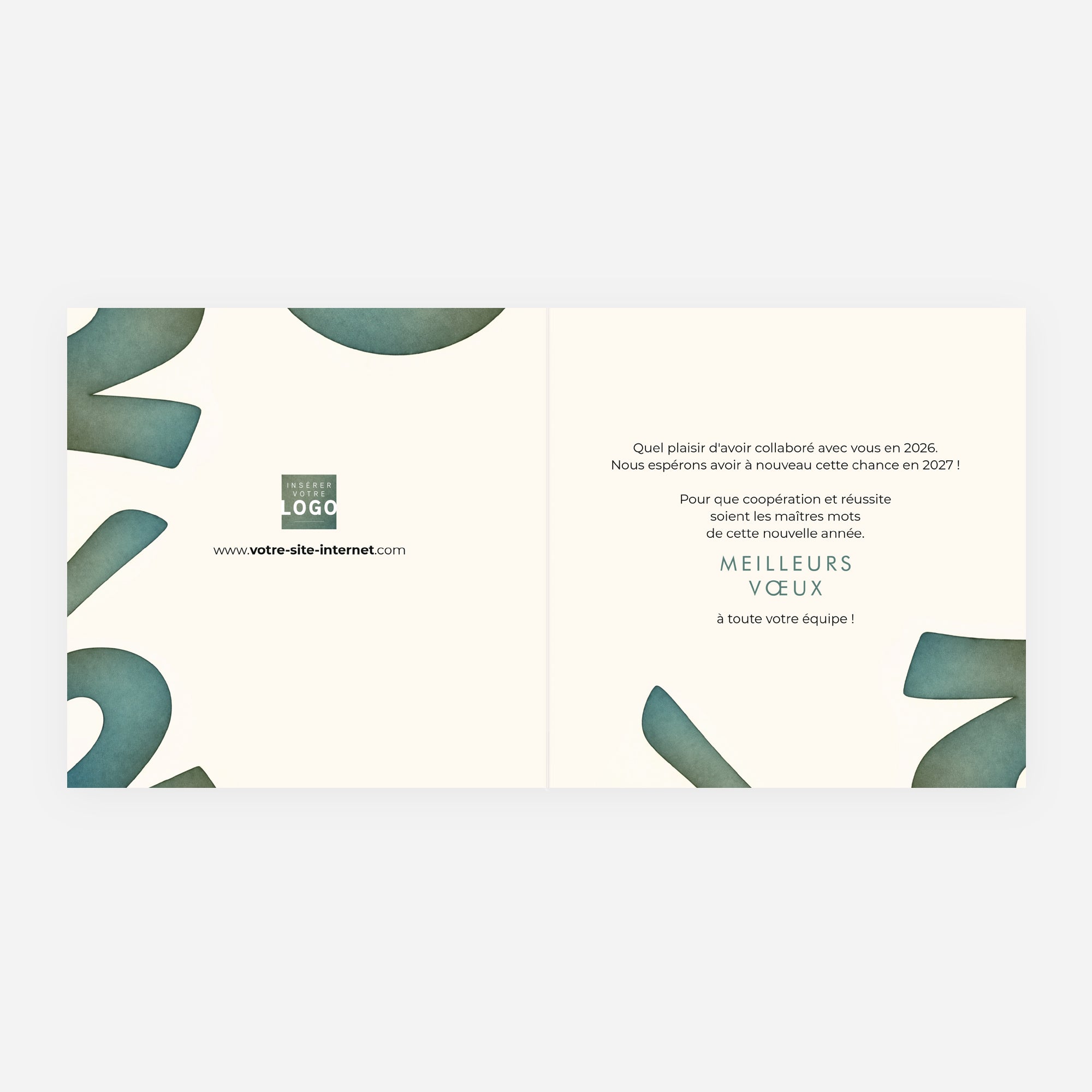 Céladon | Vœux professionnels • Carte de voeux dorure • Carré double photo N° 2