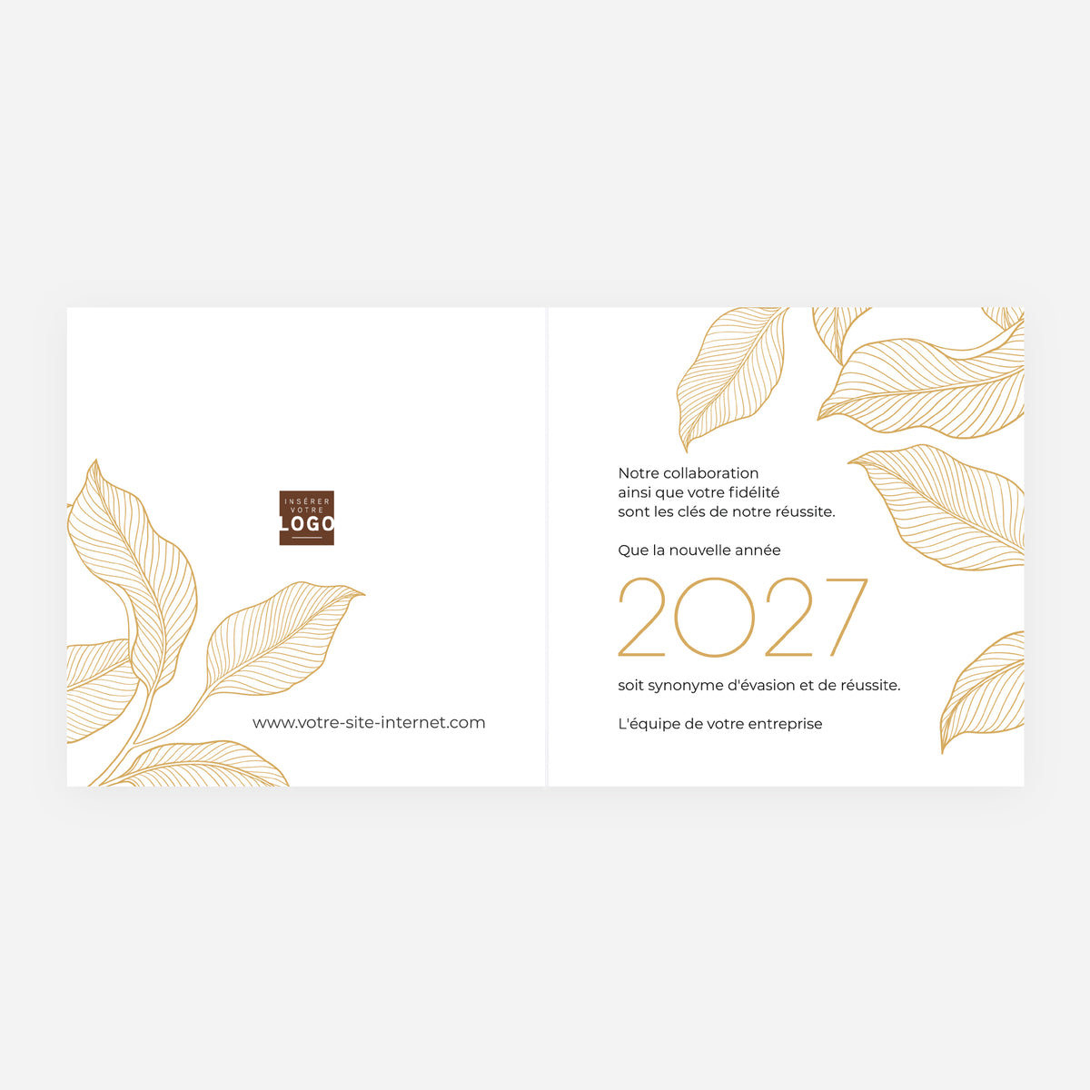 Feuillage Précieux | Vœux professionnels • Carte de voeux dorure • Carrée pliable photo N° 2