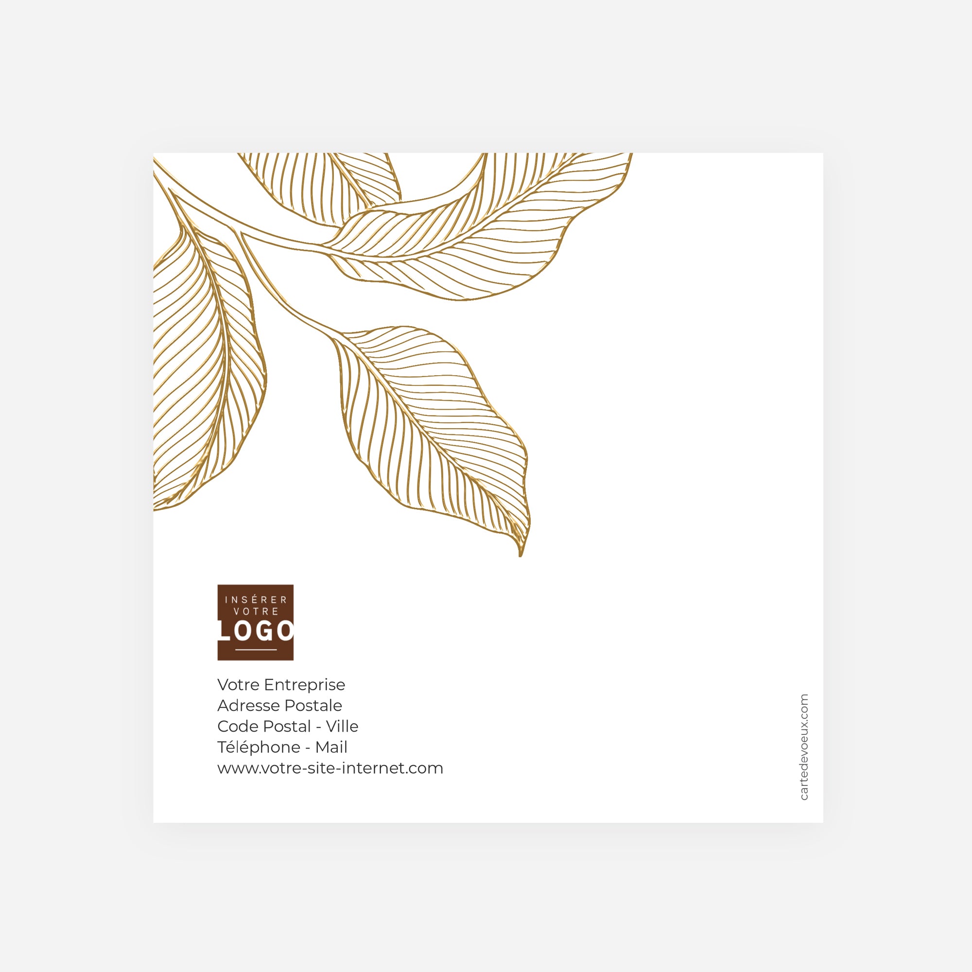 Feuillage Précieux | Vœux professionnels • Carte de voeux dorure • Carré double photo N° 3
