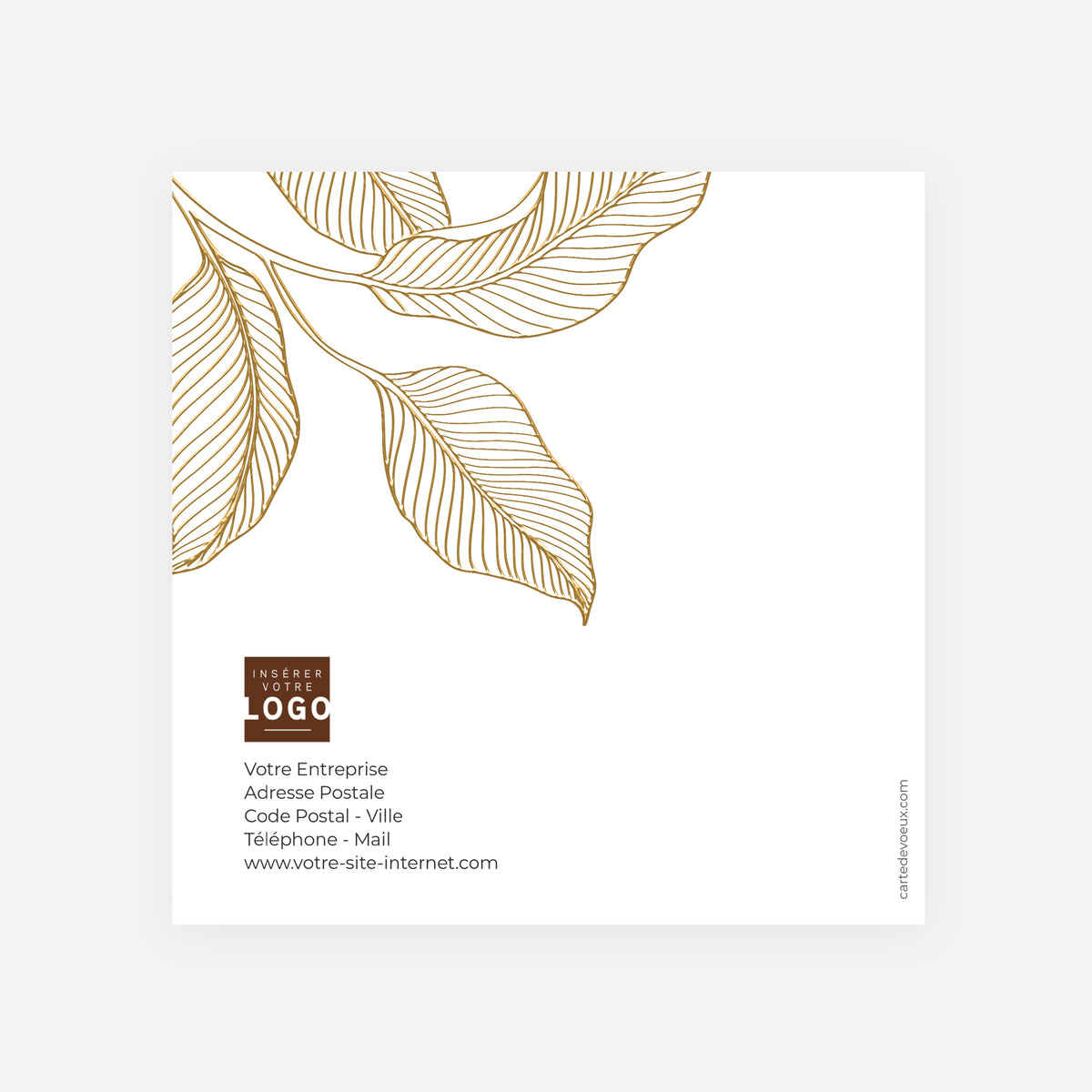 Feuillage Précieux | Vœux professionnels • Carte de voeux dorure • Carrée pliable photo N° 3