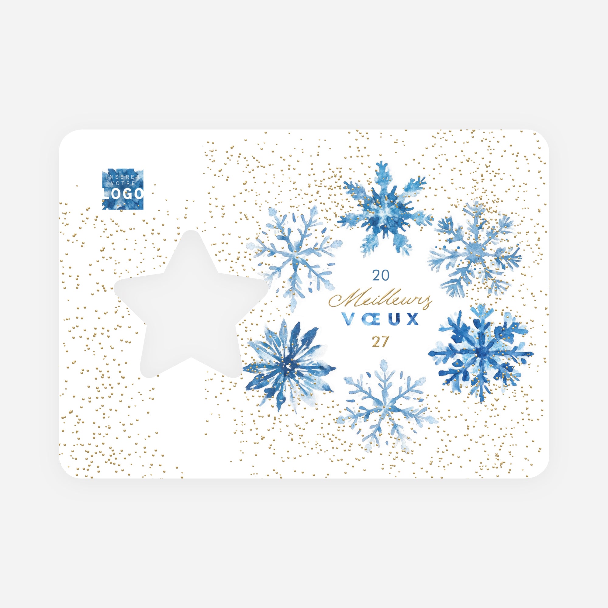 Givre Doré | Vœux professionnels • Carte de voeux dorure • Horizontal étoile photo N° 1