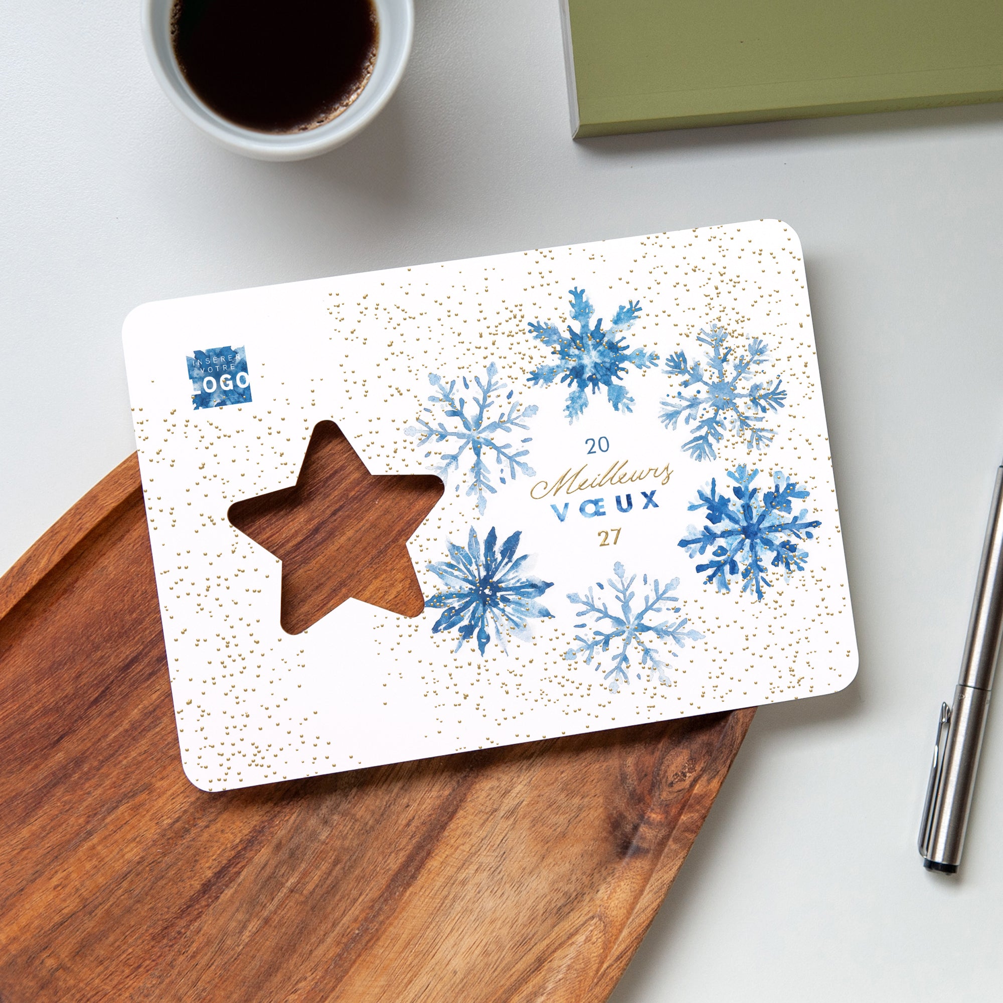 Givre Doré | Vœux professionnels • Carte de voeux dorure • Horizontal étoile photo N° 4