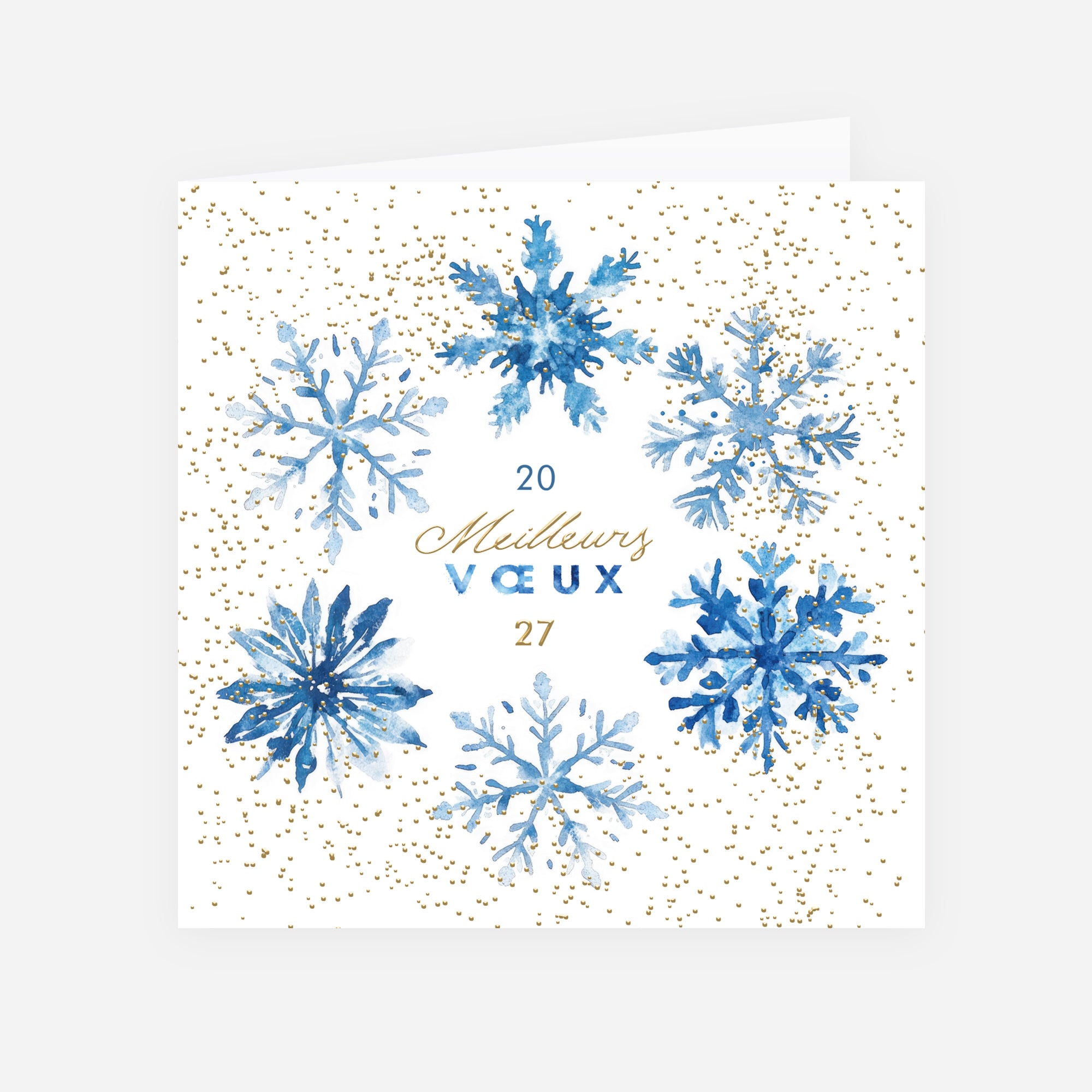 Givre Doré | Vœux professionnels • Carte de voeux dorure • Carré double photo N° 1