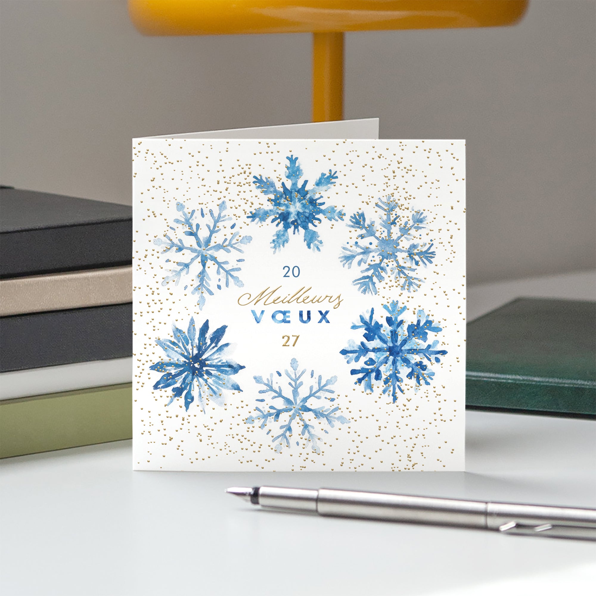 Givre Doré | Vœux professionnels • Carte de voeux dorure • Carré double photo N° 5