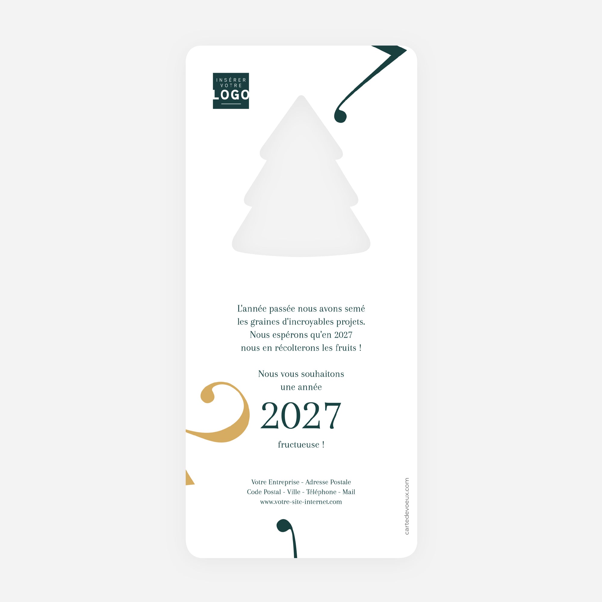 Épure Dorée | Vœux professionnels • Carte de voeux dorure • Vertical sapin photo N° 2
