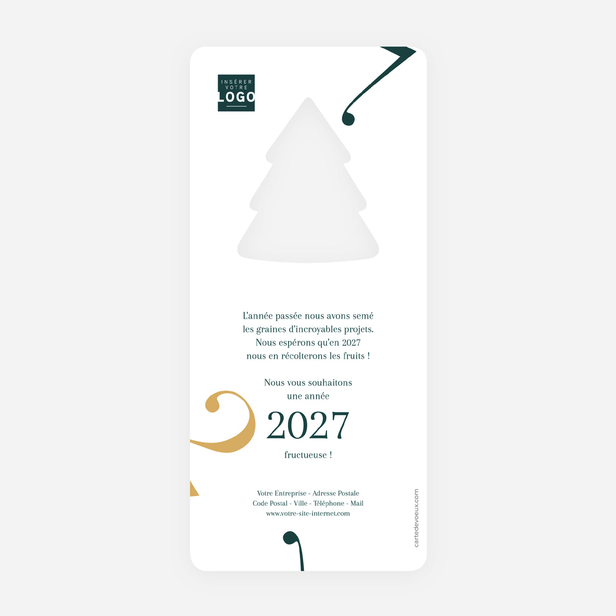 Épure Dorée | Vœux professionnels • Carte de voeux dorure • Sapin découpé photo N° 2