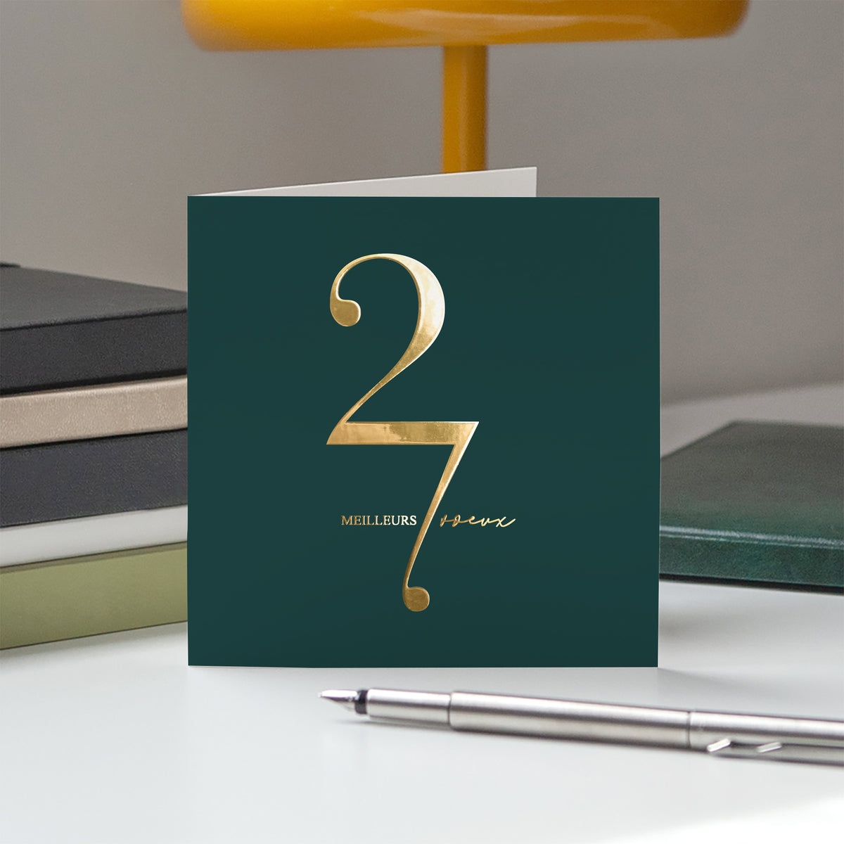 Épure Dorée | Vœux professionnels • Carte de voeux dorure • Carrée pliable photo N° 5
