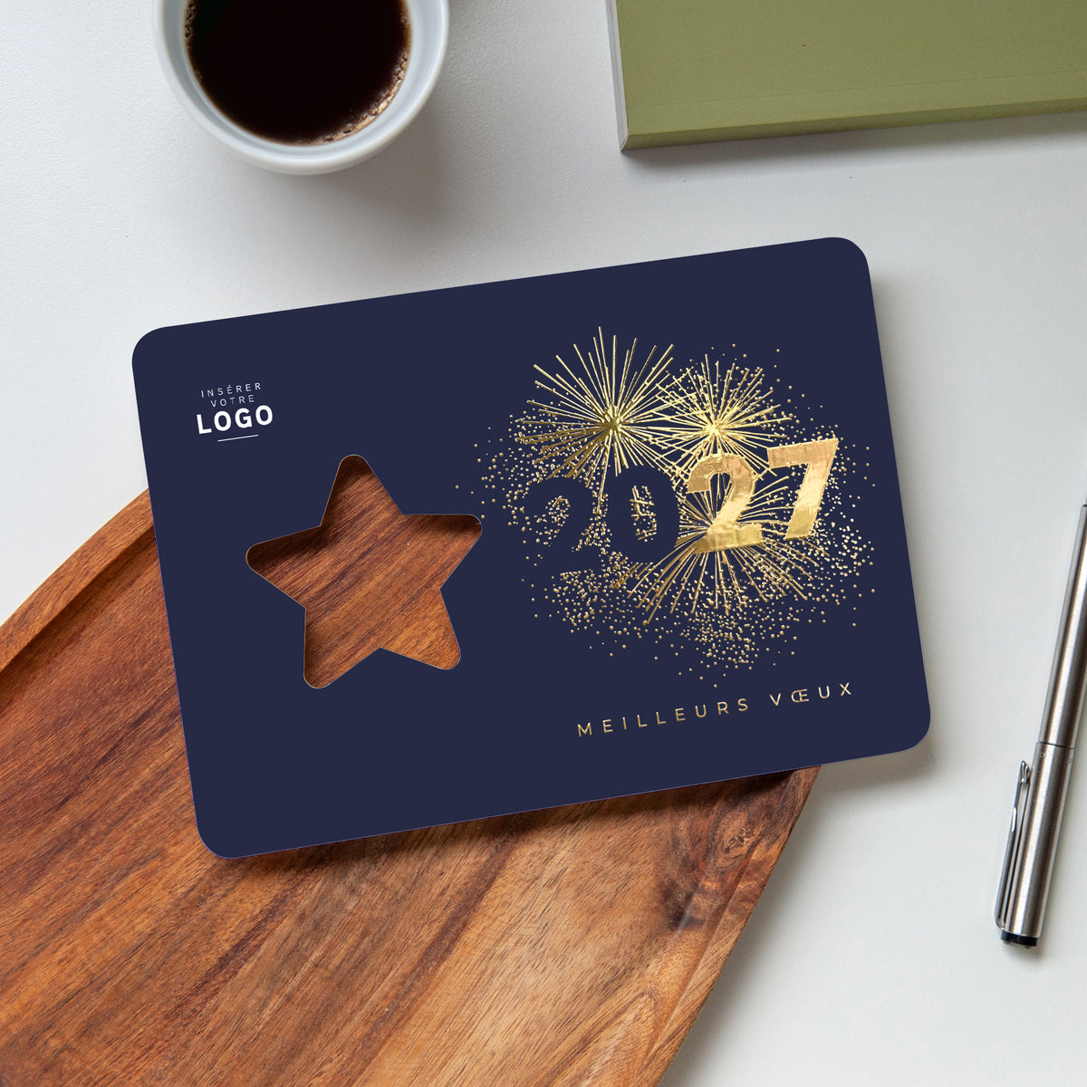 Brillance Nocturne | Vœux professionnels • Carte de voeux dorure • Étoile découpée photo N° 4