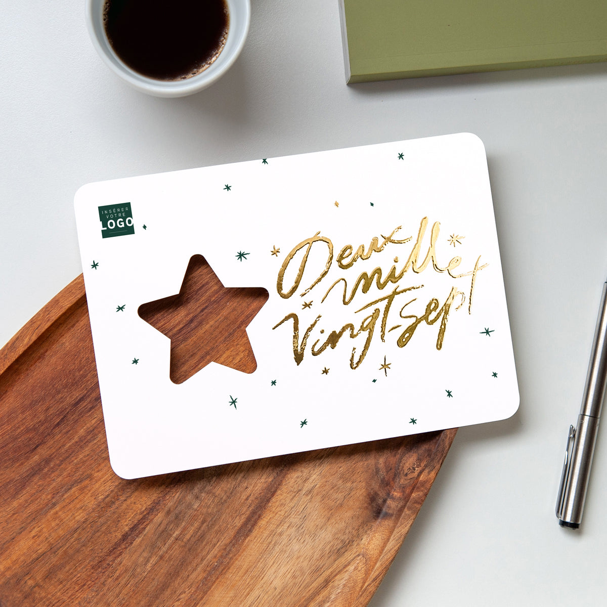 Une année en or | Vœux professionnels • Carte de voeux dorure • Étoile découpée photo N° 4