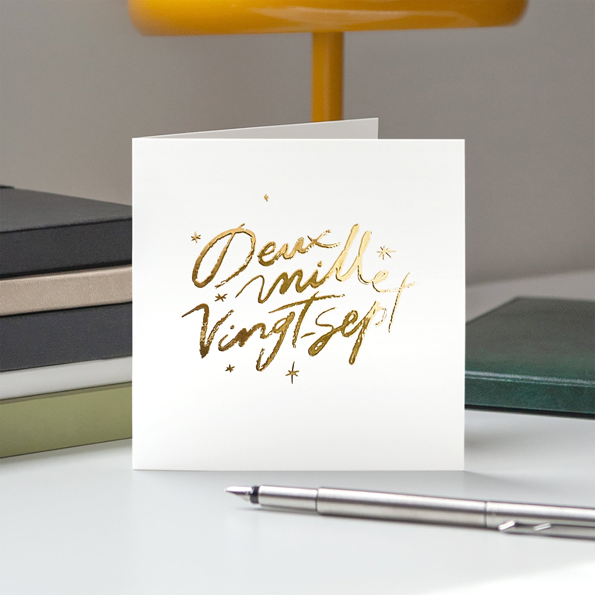 Une année en or | Vœux professionnels • Carte de voeux dorure • Carré double photo N° 5