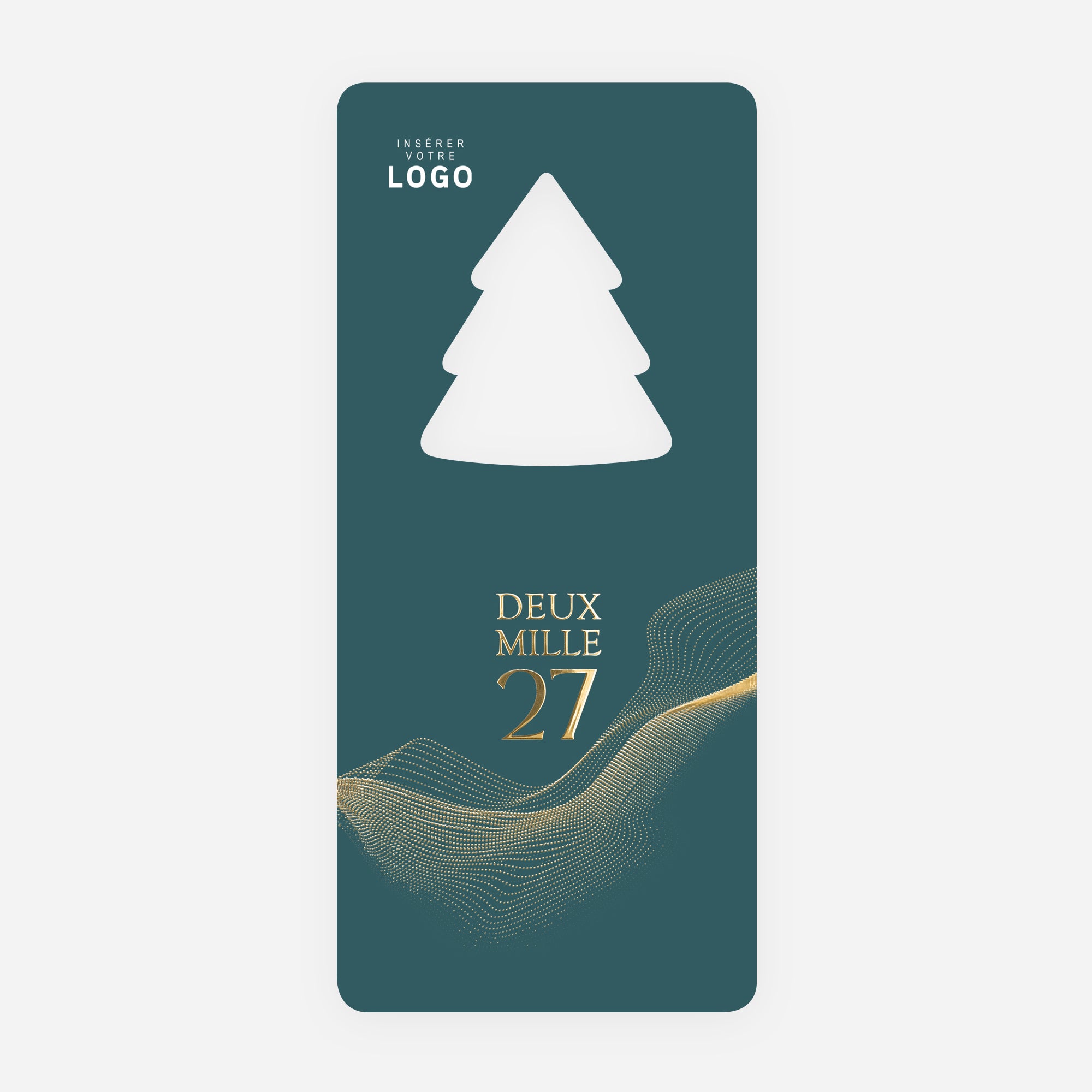 Onde Précieuse | Vœux professionnels • Carte de voeux dorure • Vertical sapin photo N° 1
