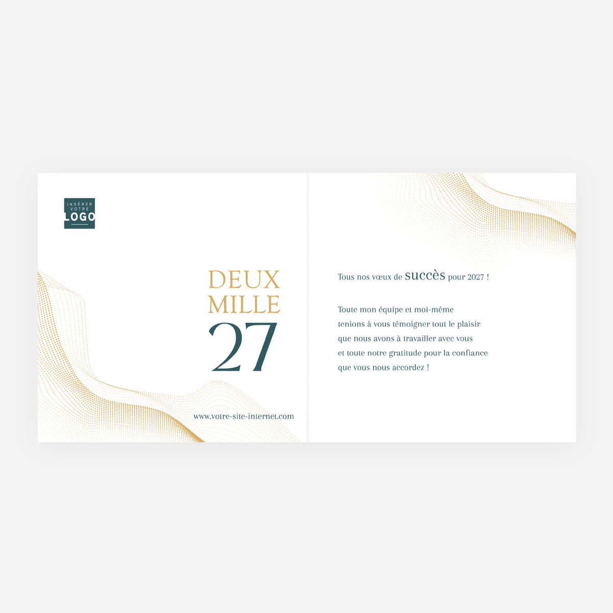 Onde Précieuse | Vœux professionnels • Carte de voeux dorure • Carrée pliable photo N° 2
