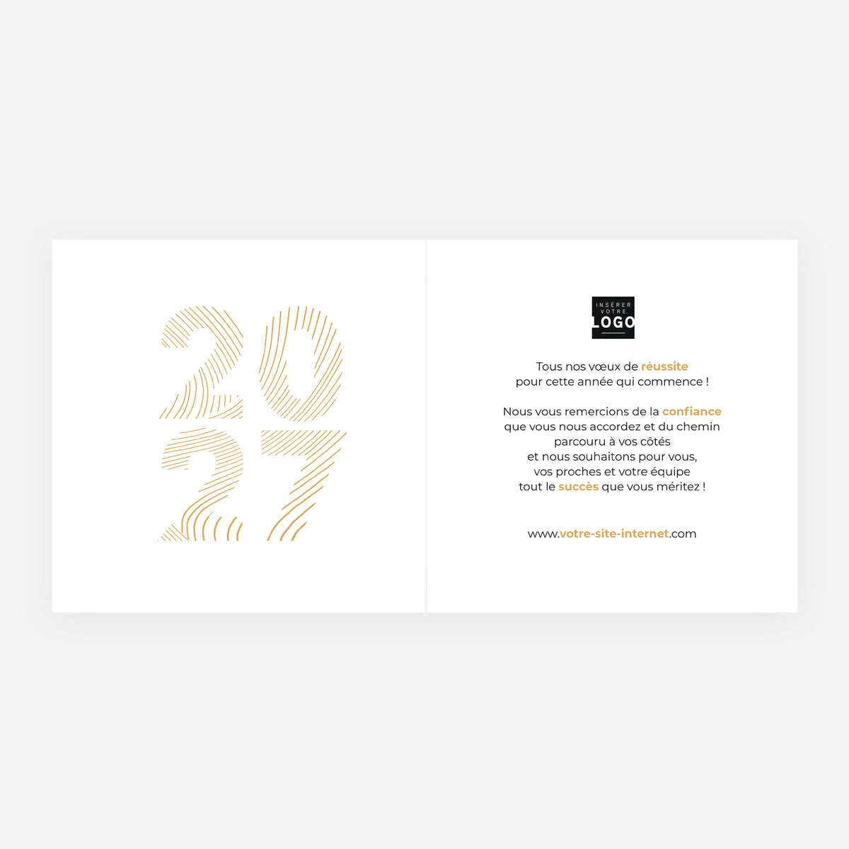 Lignes d’Or | Vœux professionnels • Carte de voeux dorure • Carrée pliable photo N° 2