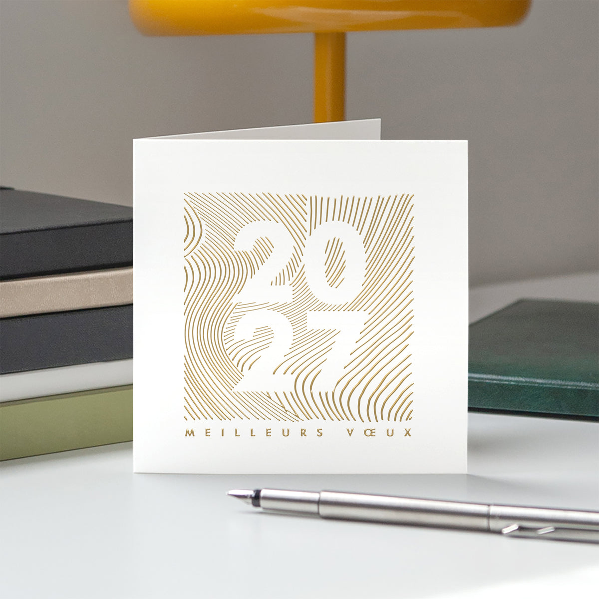 Lignes d’Or | Vœux professionnels • Carte de voeux dorure • Carrée pliable photo N° 5