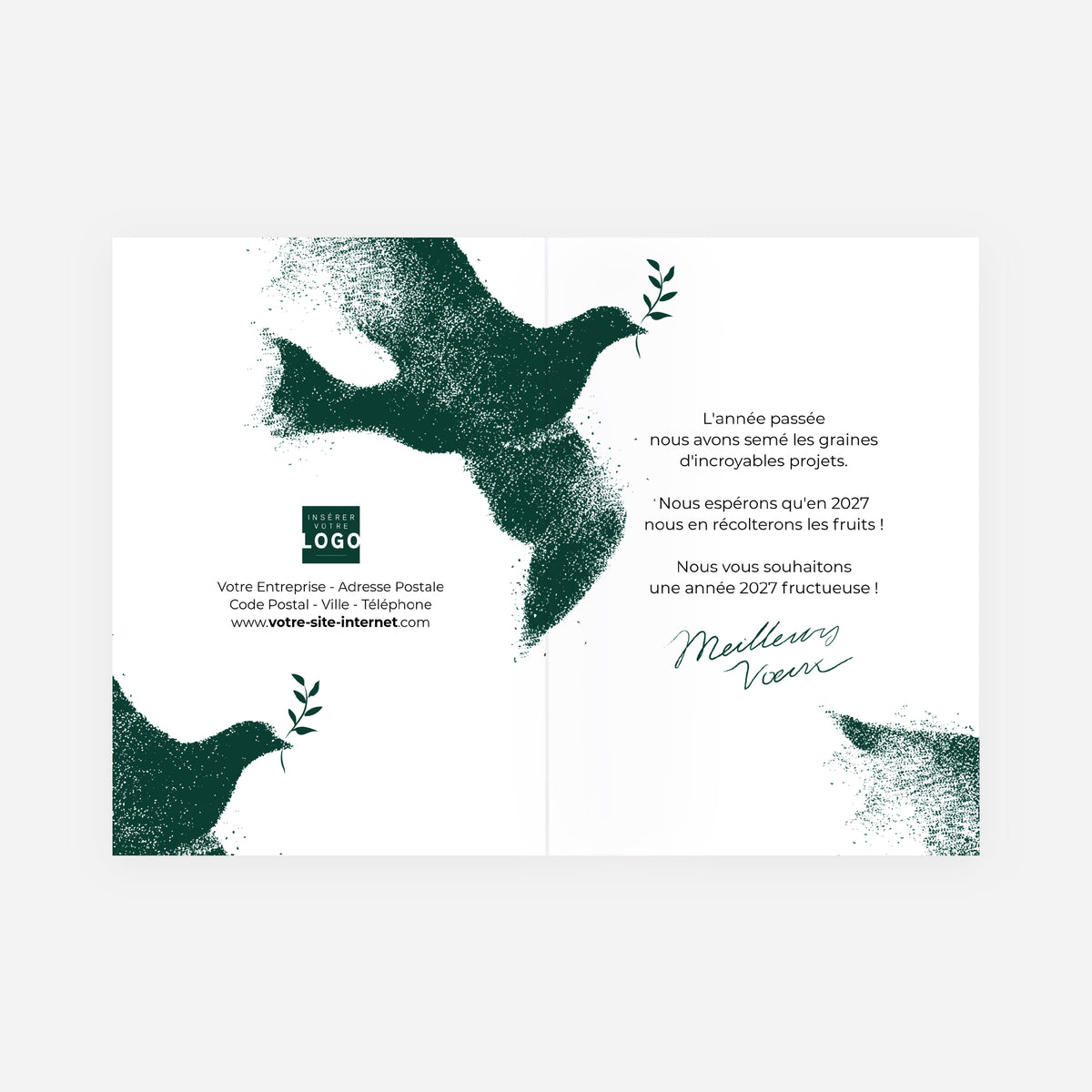 Messager de paix | Vœux professionnels • Carte de voeux • Double volet portrait photo N° 2