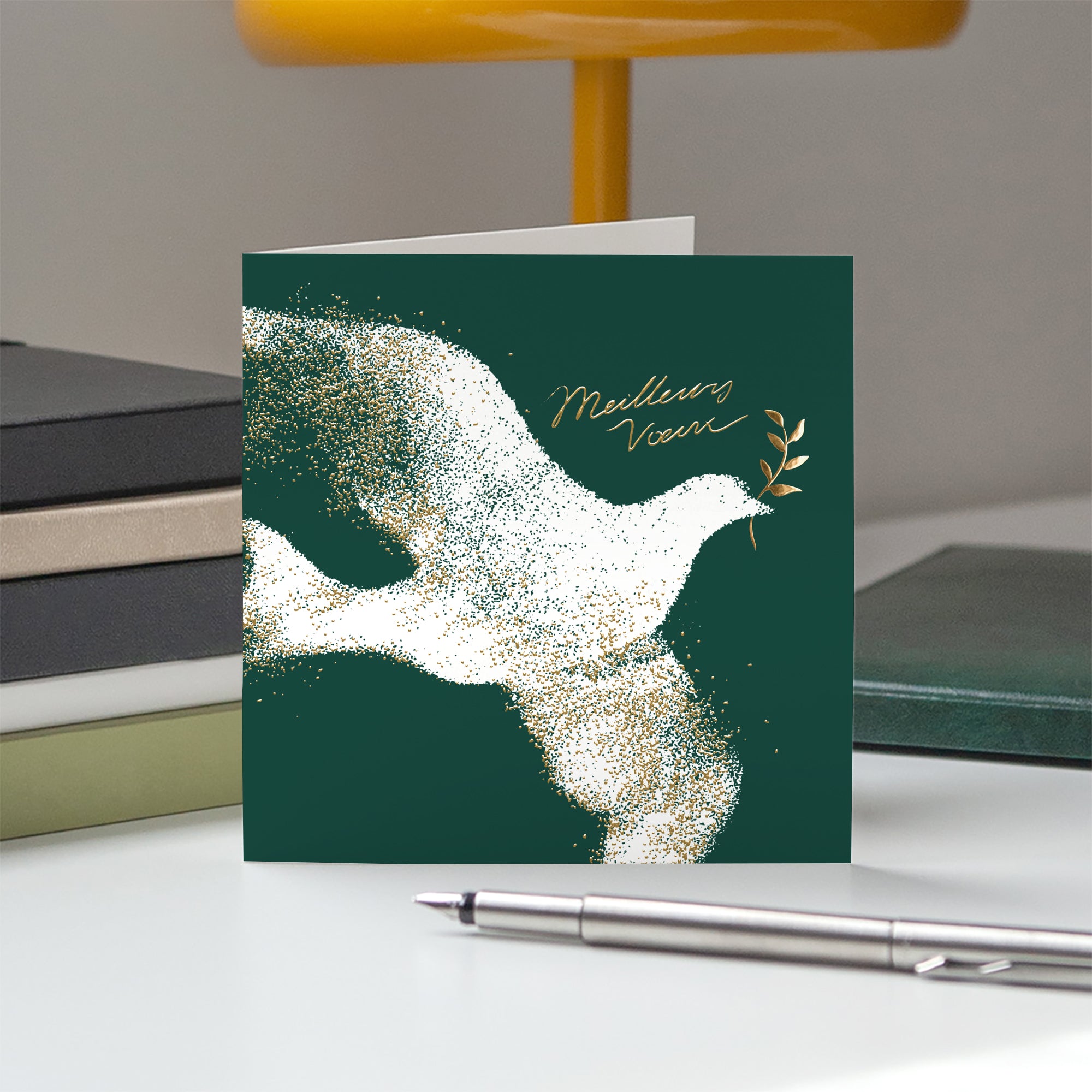 Messager de paix | Vœux professionnels • Carte de voeux dorure • Carrée pliable photo N° 5