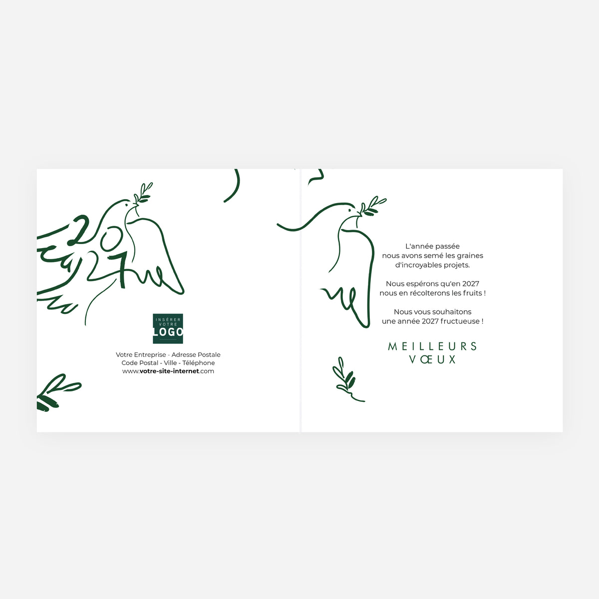Traits d’Espoir vert | Vœux professionnels • Carte de voeux dorure • Carrée pliable photo N° 2