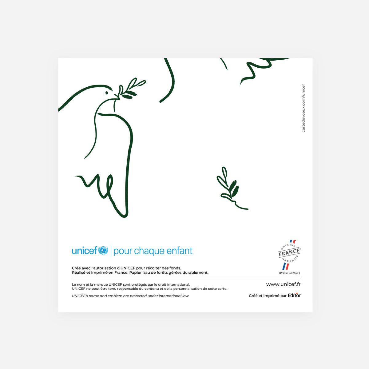 Traits d’Espoir vert | Vœux professionnels • Carte de voeux dorure • Carrée pliable photo N° 3