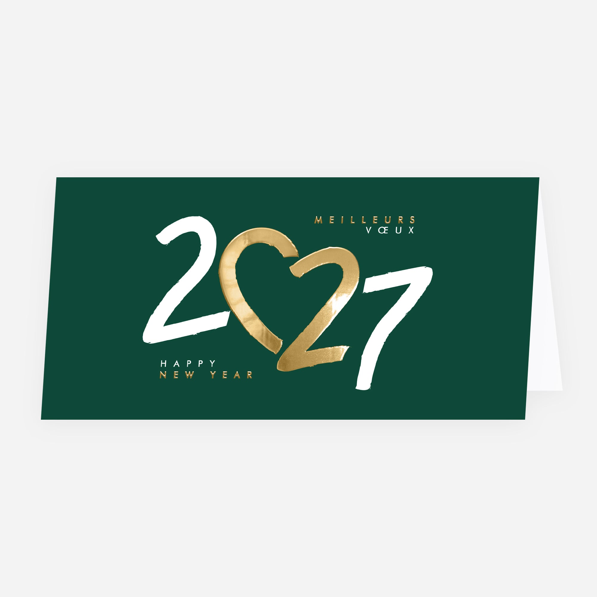 Au Cœur de l’Avenir | Vœux professionnels • Carte de voeux dorure • Rectangle double photo N° 1
