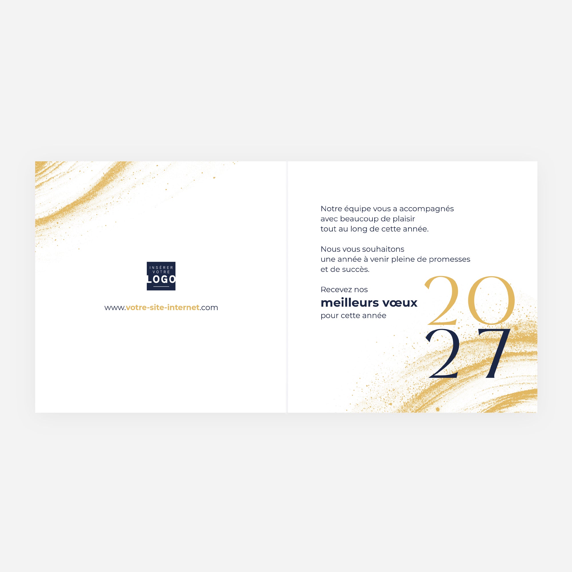 Spirale Dorée | Vœux professionnels • Carte de voeux dorure • Carré double photo N° 2