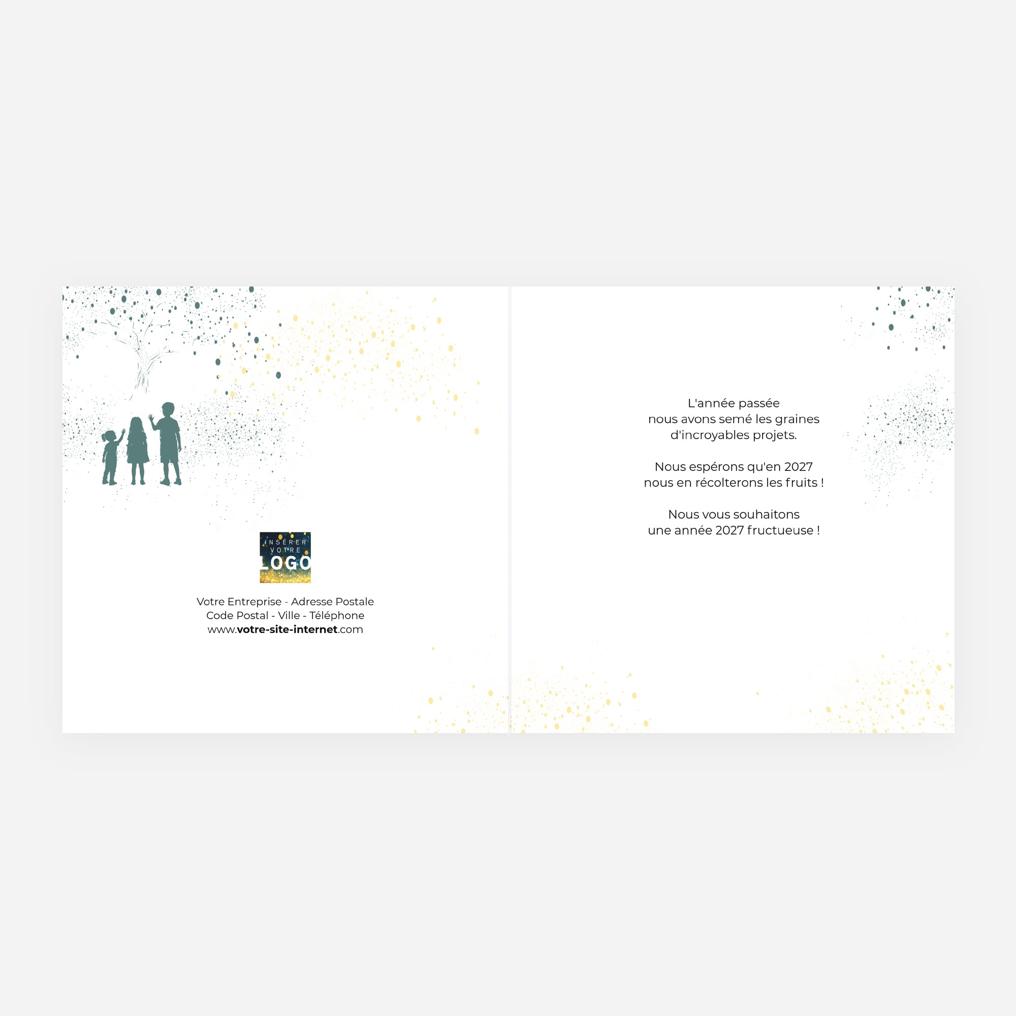 Les lumières de l’Espoir | Vœux professionnels • Carte de voeux dorure • Carré double photo N° 2