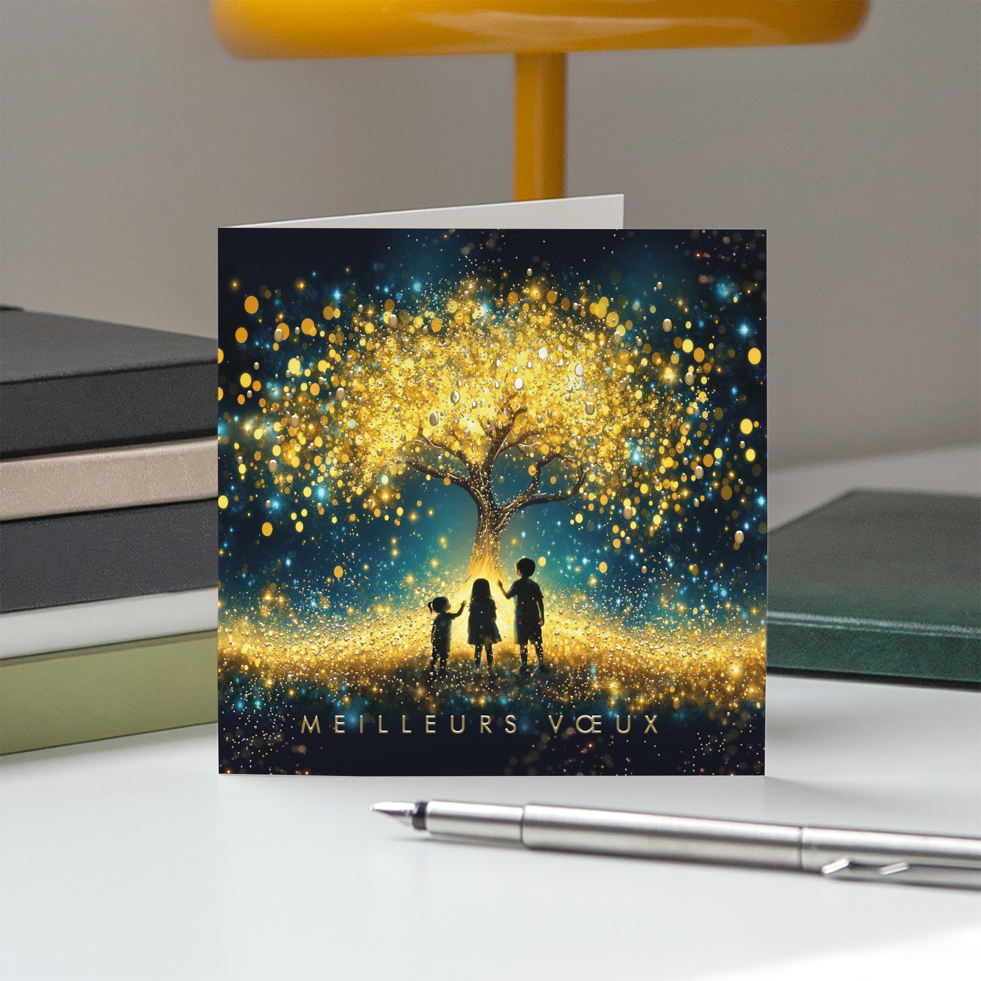 Les lumières de l’Espoir | Vœux professionnels • Carte de voeux dorure • Carré double photo N° 5