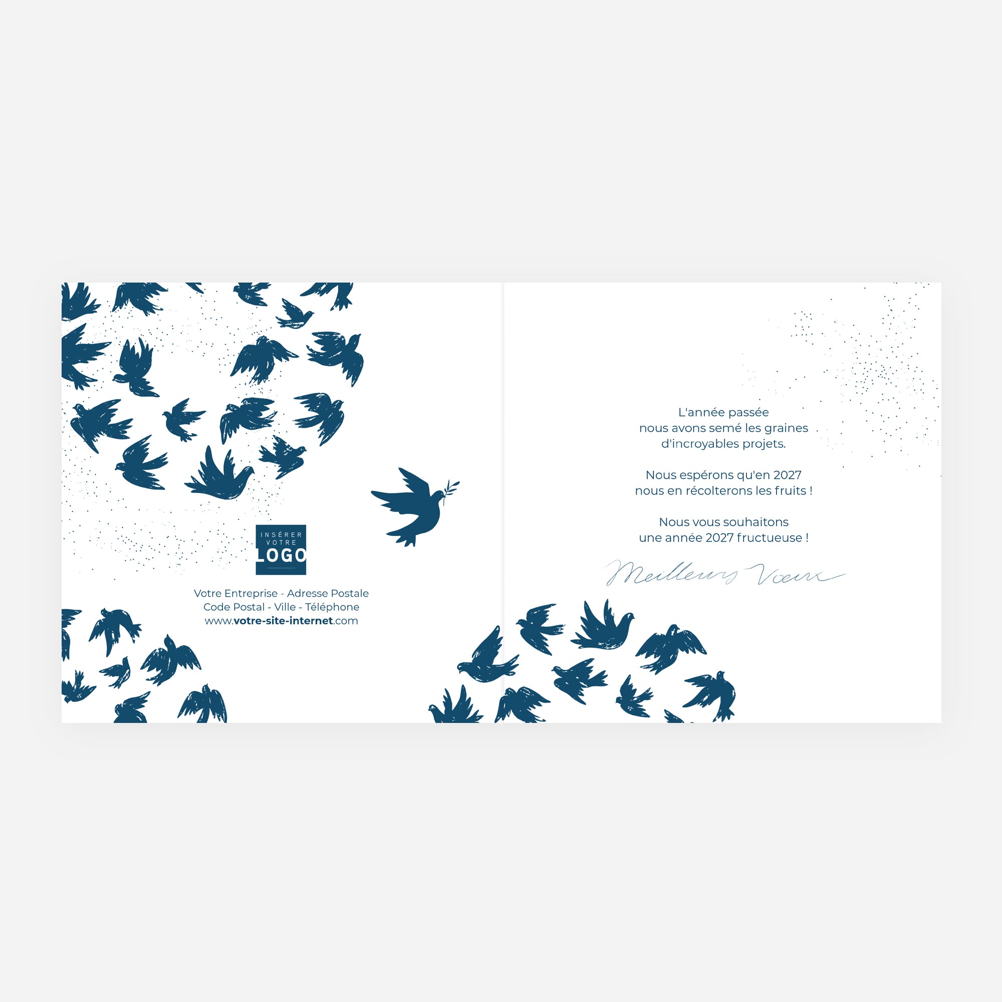 Unis pour la paix | Vœux professionnels • Carte de voeux dorure • Carré double photo N° 2