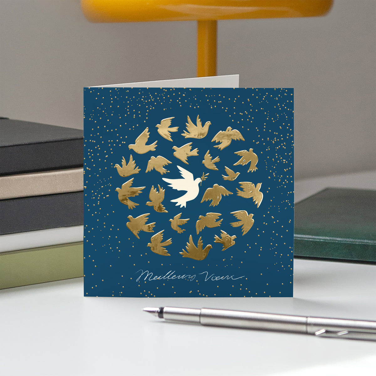 Unis pour la paix | Vœux professionnels • Carte de voeux dorure • Carrée pliable photo N° 5