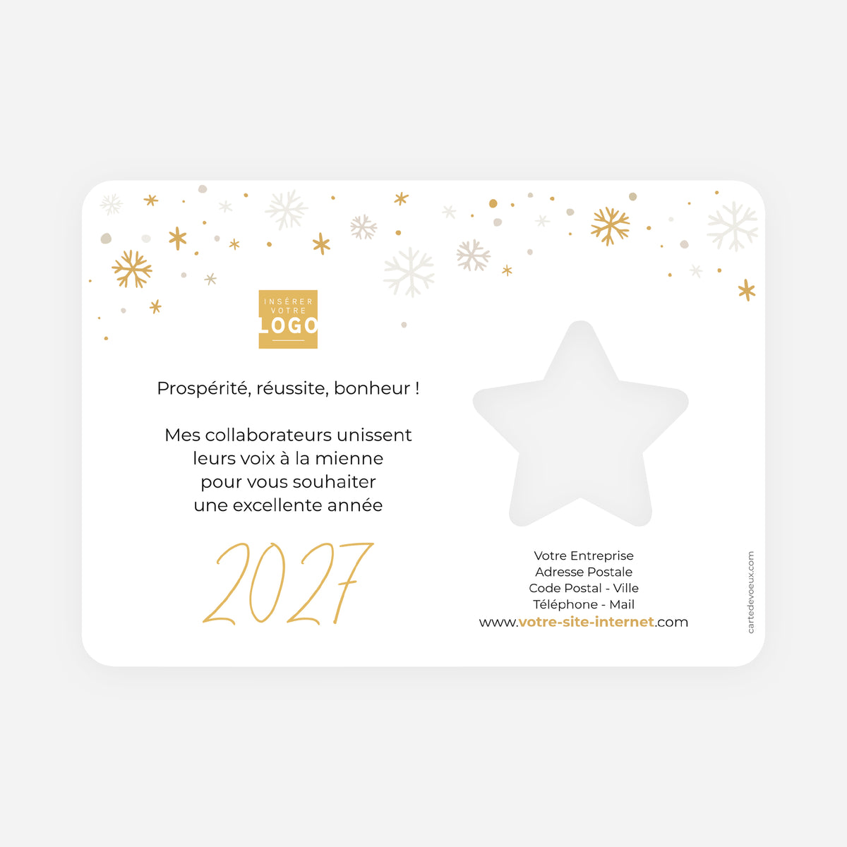 Neige Précieuse | Vœux professionnels • Carte de voeux dorure • Étoile découpée photo N° 2