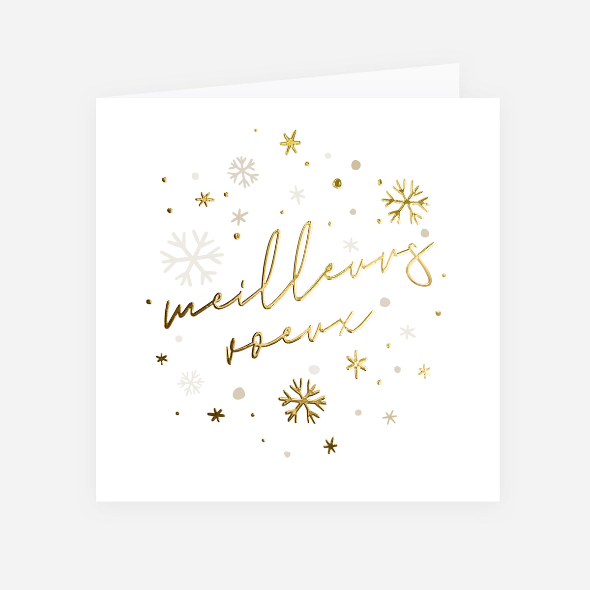 Neige Précieuse | Vœux professionnels • Carte de voeux dorure • Carrée pliable photo N° 1