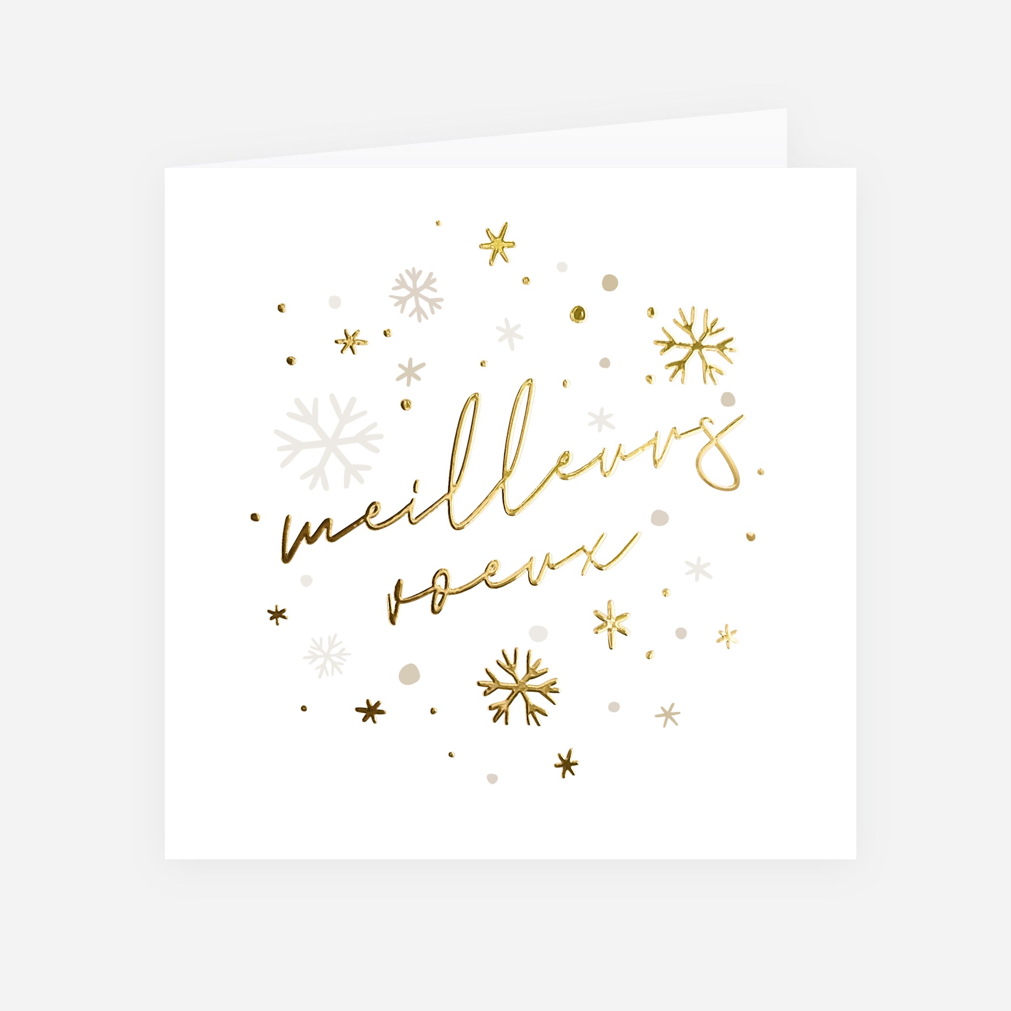 Neige Précieuse | Vœux professionnels • Carte de voeux dorure • Carré double photo N° 1