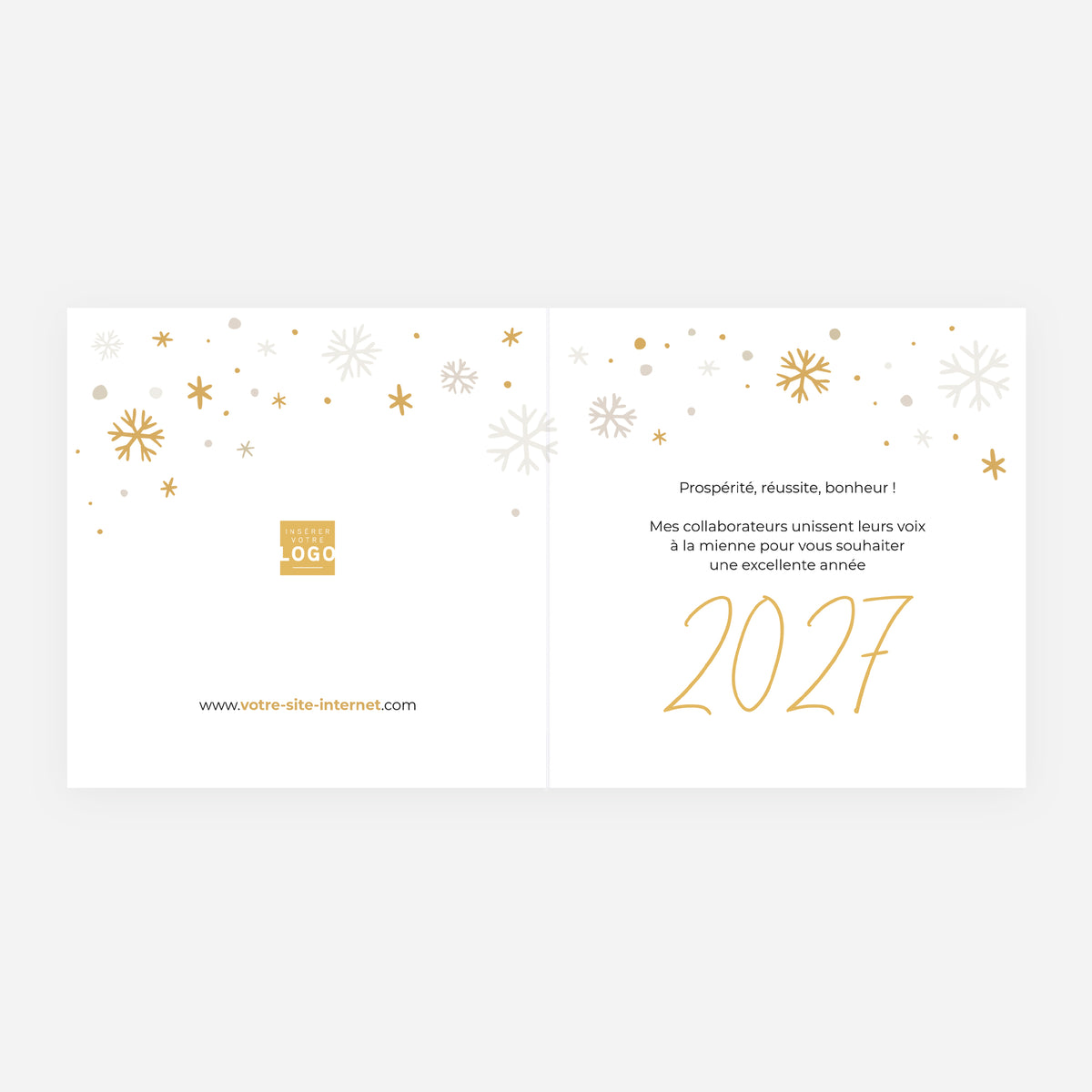 Neige Précieuse | Vœux professionnels • Carte de voeux dorure • Carrée pliable photo N° 2