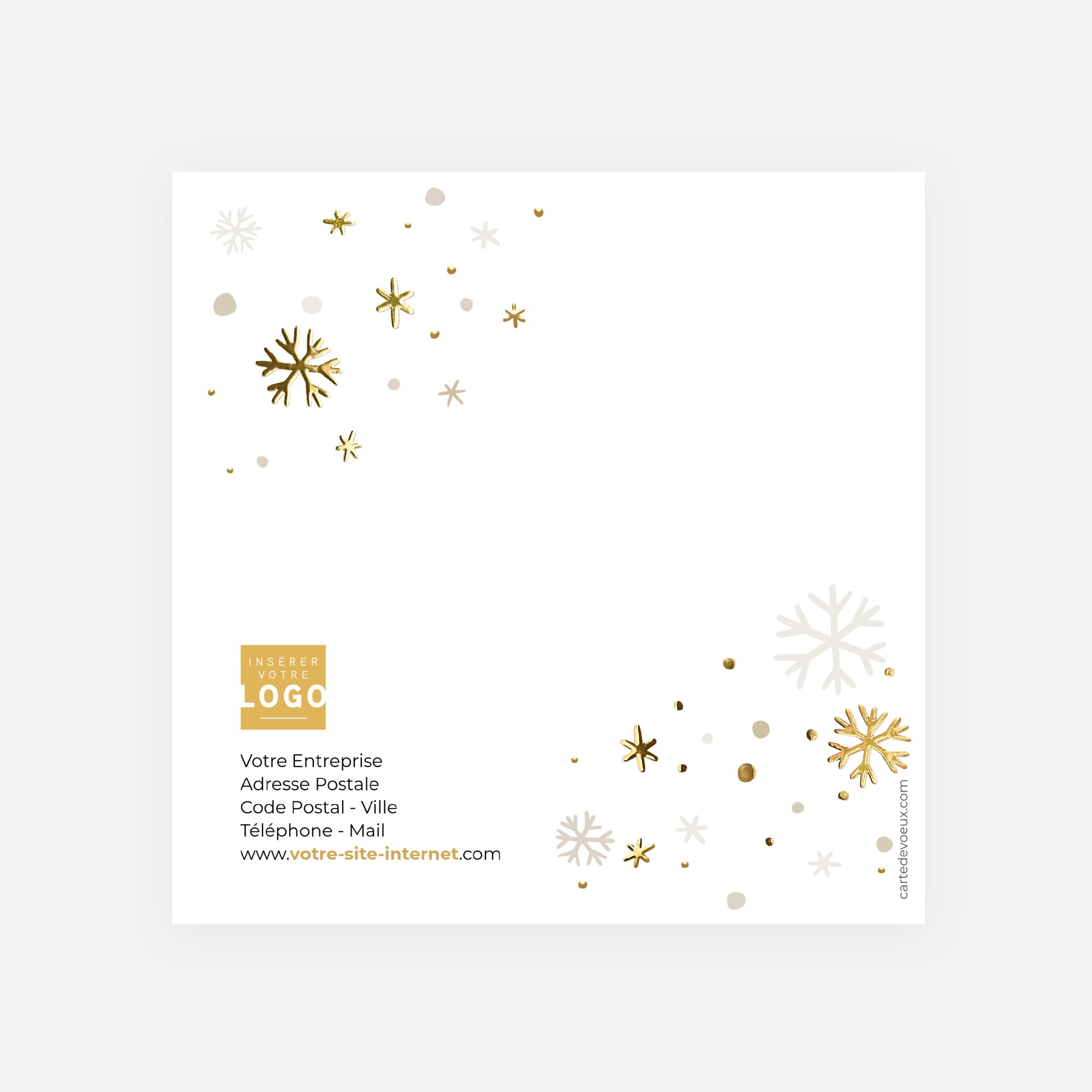 Neige Précieuse | Vœux professionnels • Carte de voeux dorure • Carré double photo N° 3