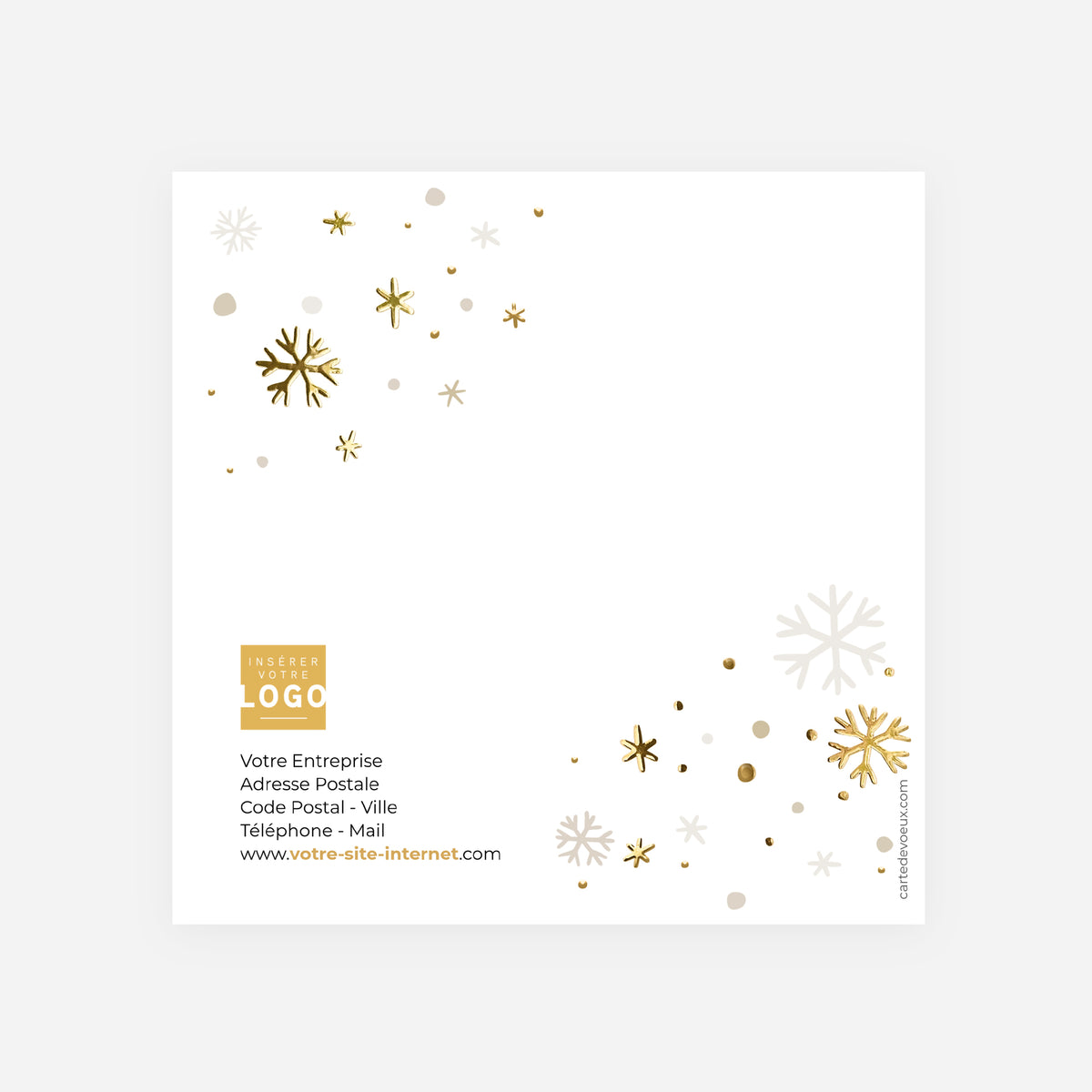 Neige Précieuse | Vœux professionnels • Carte de voeux dorure • Carrée pliable photo N° 3