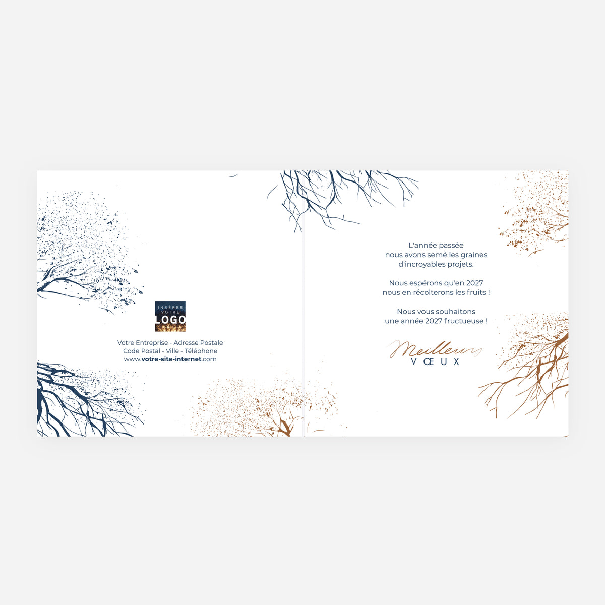 Racines d’Avenir | Vœux professionnels • Carte de voeux dorure • Carrée pliable photo N° 2