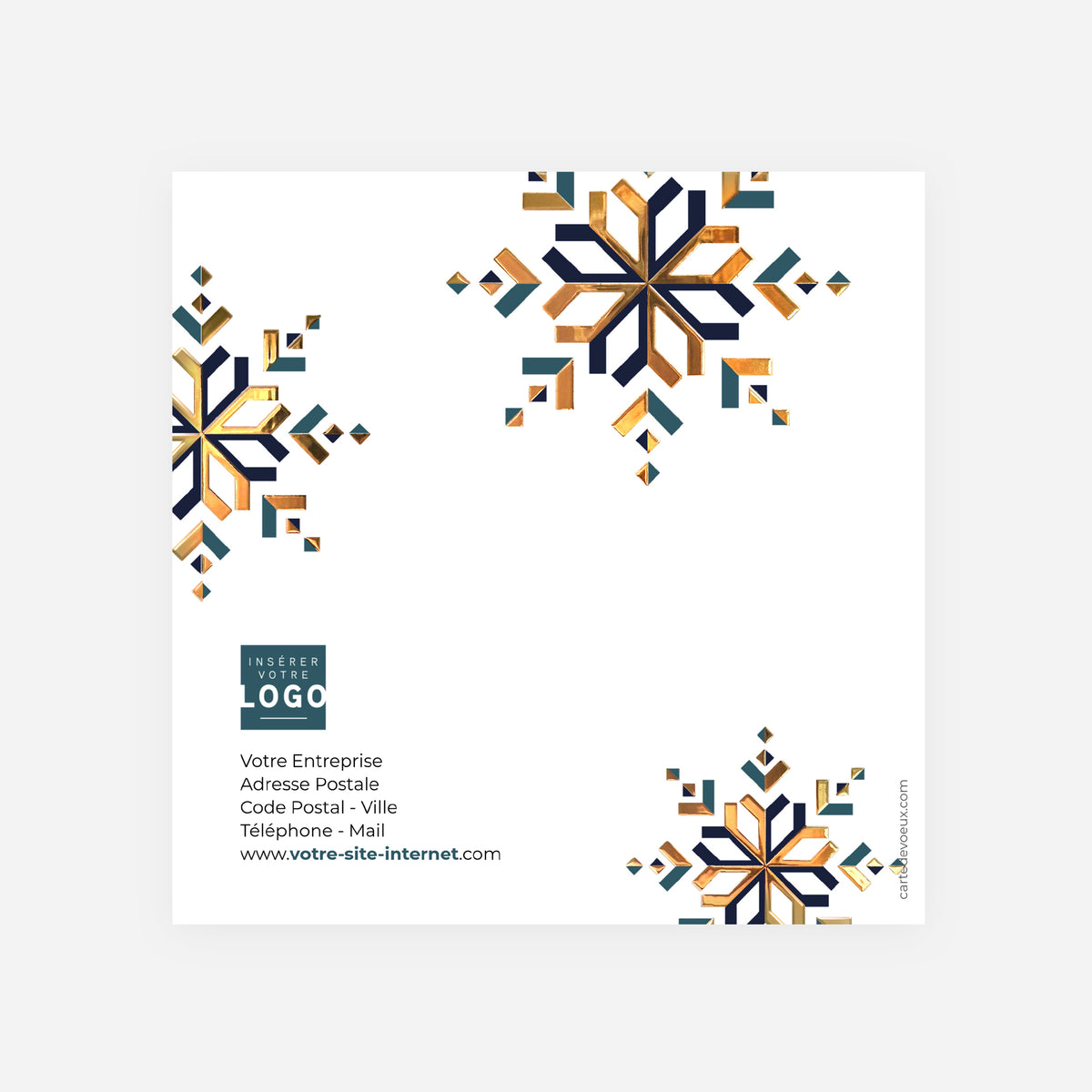 Flocon Prestige | Vœux professionnels • Carte de voeux dorure • Carrée pliable photo N° 3