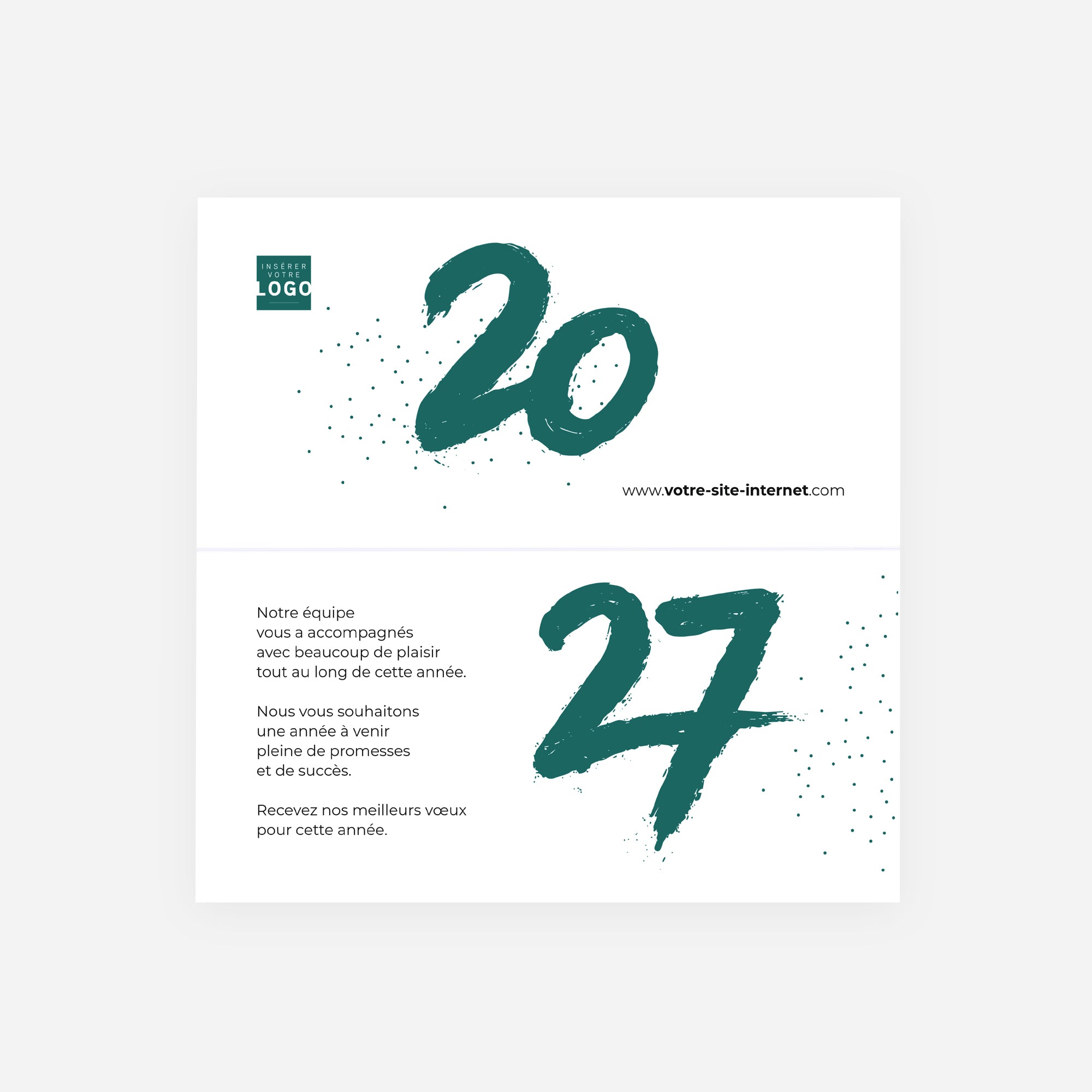 Millésime Précieux | Vœux professionnels • Carte de voeux dorure • Rectangle double photo N° 2