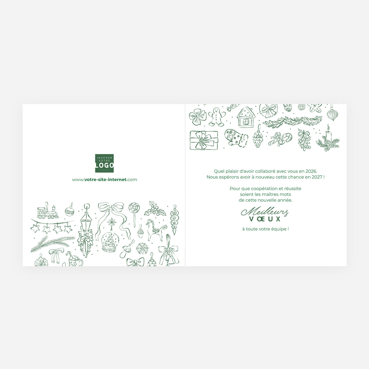 Esprit de Fête | Vœux professionnels • Carte de voeux dorure • Carrée pliable photo N° 2