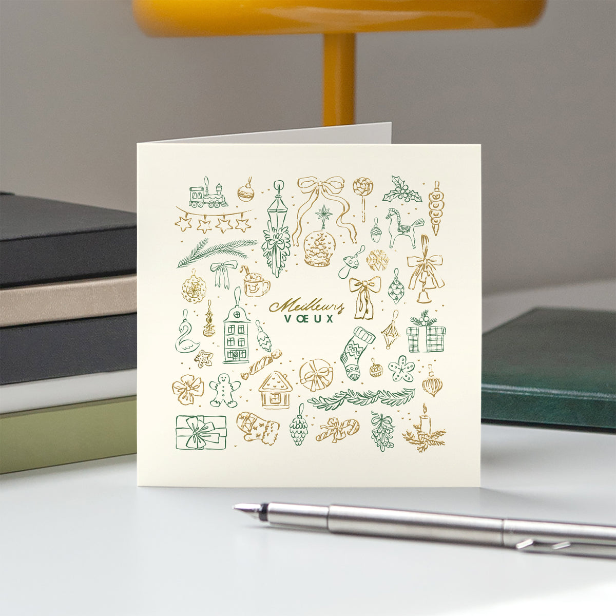 Esprit de Fête | Vœux professionnels • Carte de voeux dorure • Carrée pliable photo N° 5