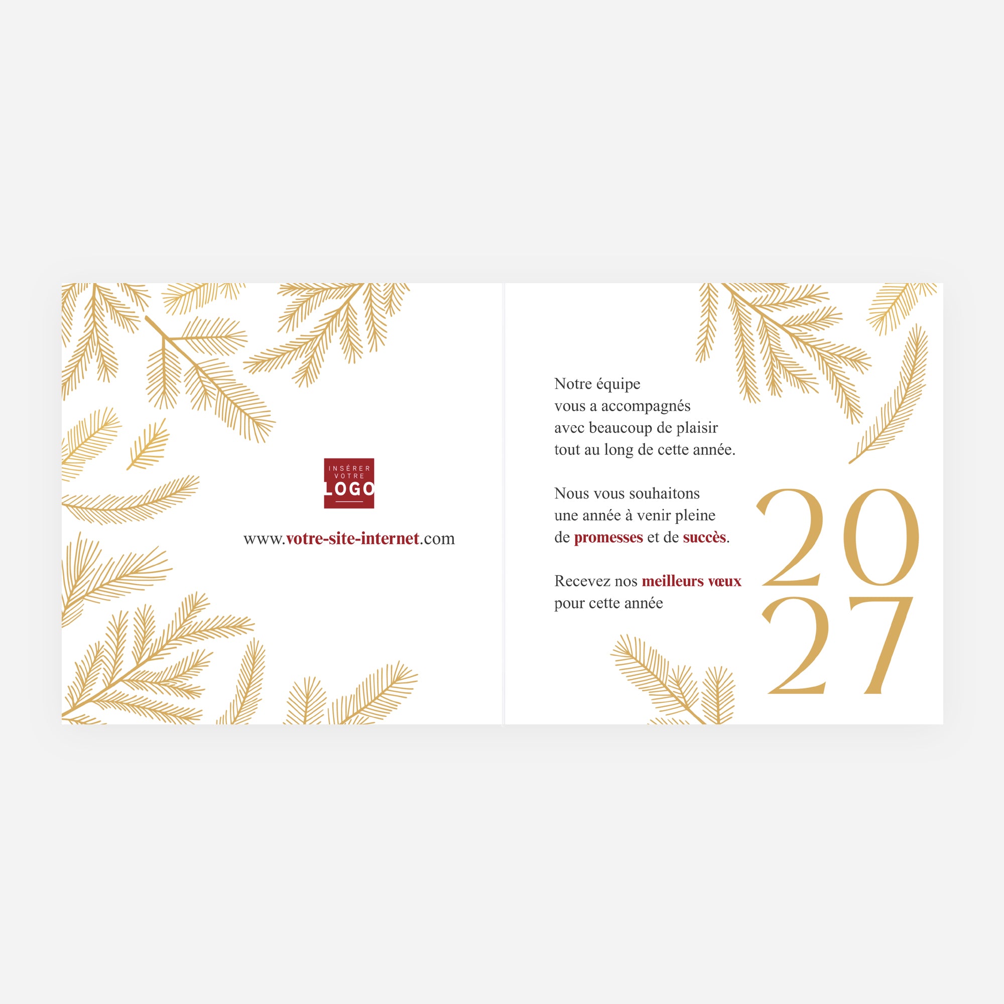 Écrin Végétal | Vœux professionnels • Carte de voeux dorure • Carré double photo N° 2