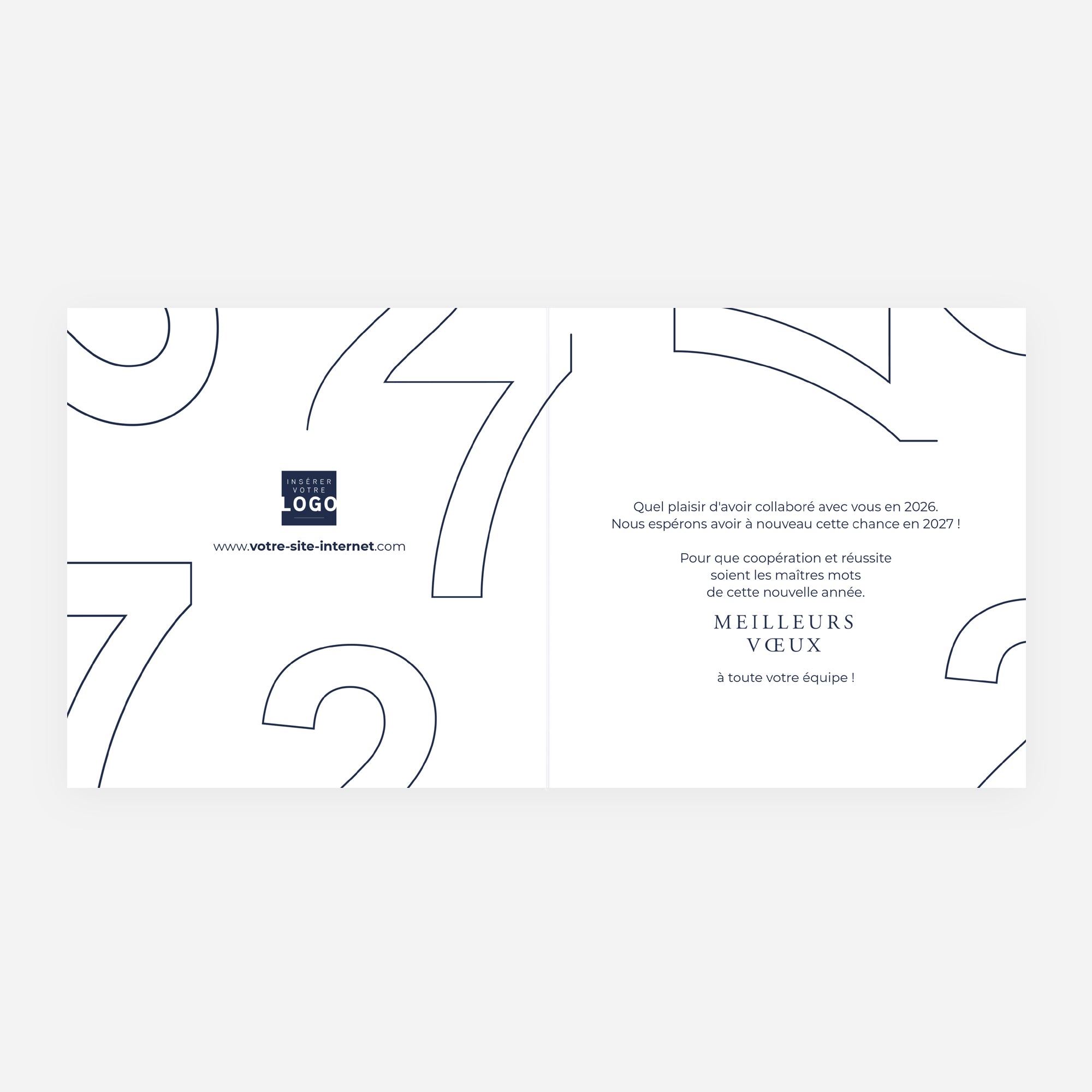 Infini Bleu | Vœux professionnels • Carte de voeux dorure • Carré double photo N° 2