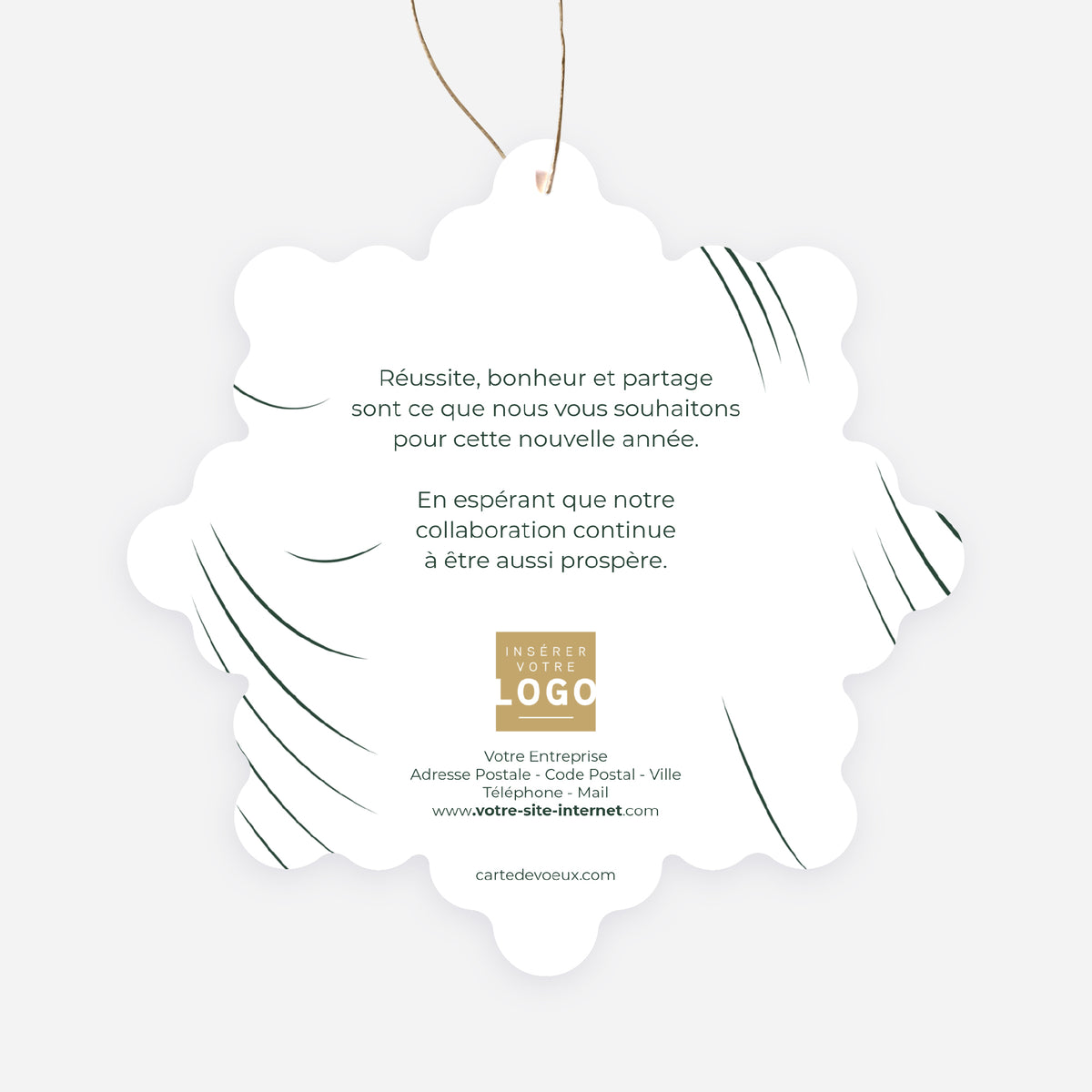Ondes Graphiques | Vœux professionnels • Boule de Noël papier • Flocon à accrocher photo N° 2