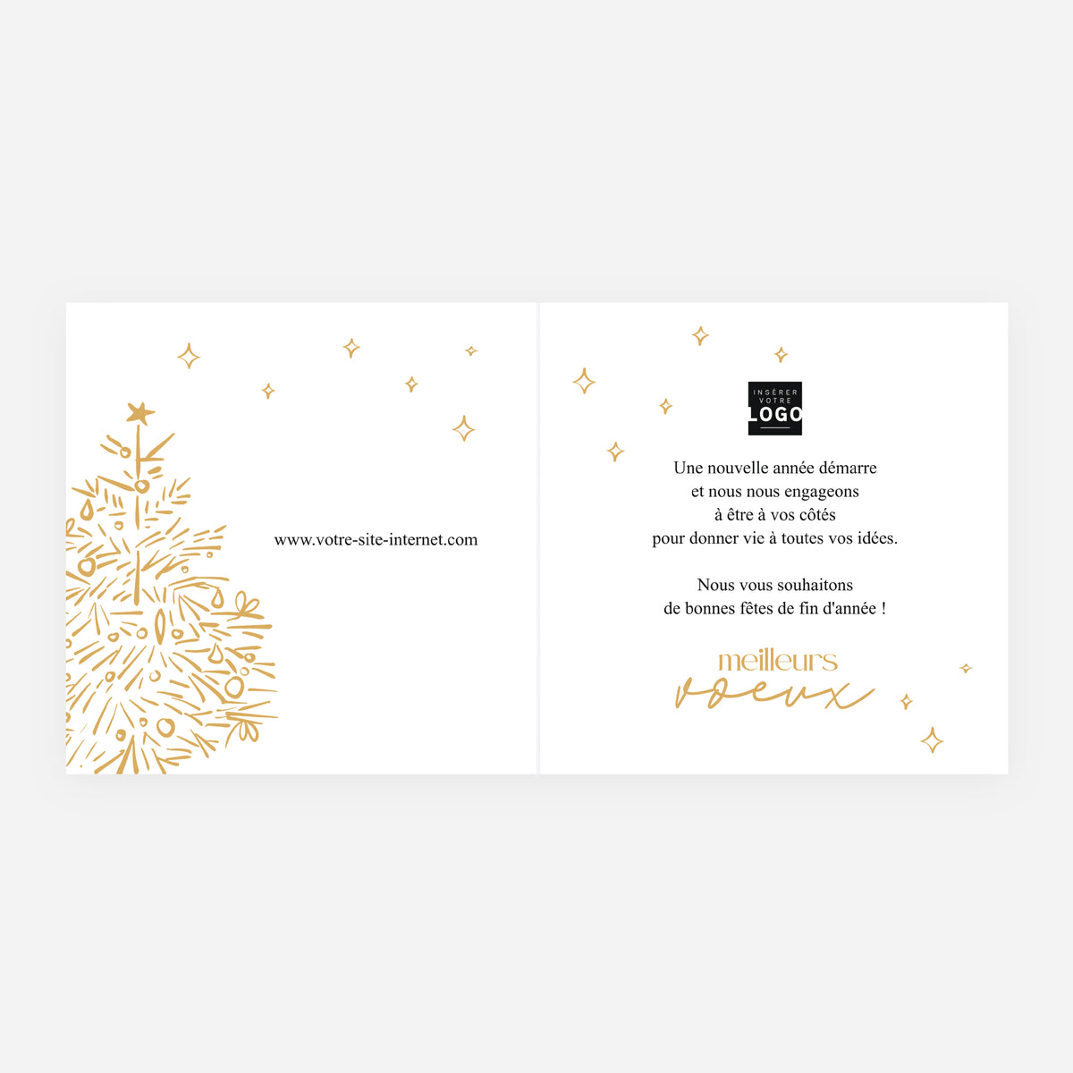 Sapin Précieux | Vœux professionnels • Carte de voeux dorure • Carrée pliable photo N° 2