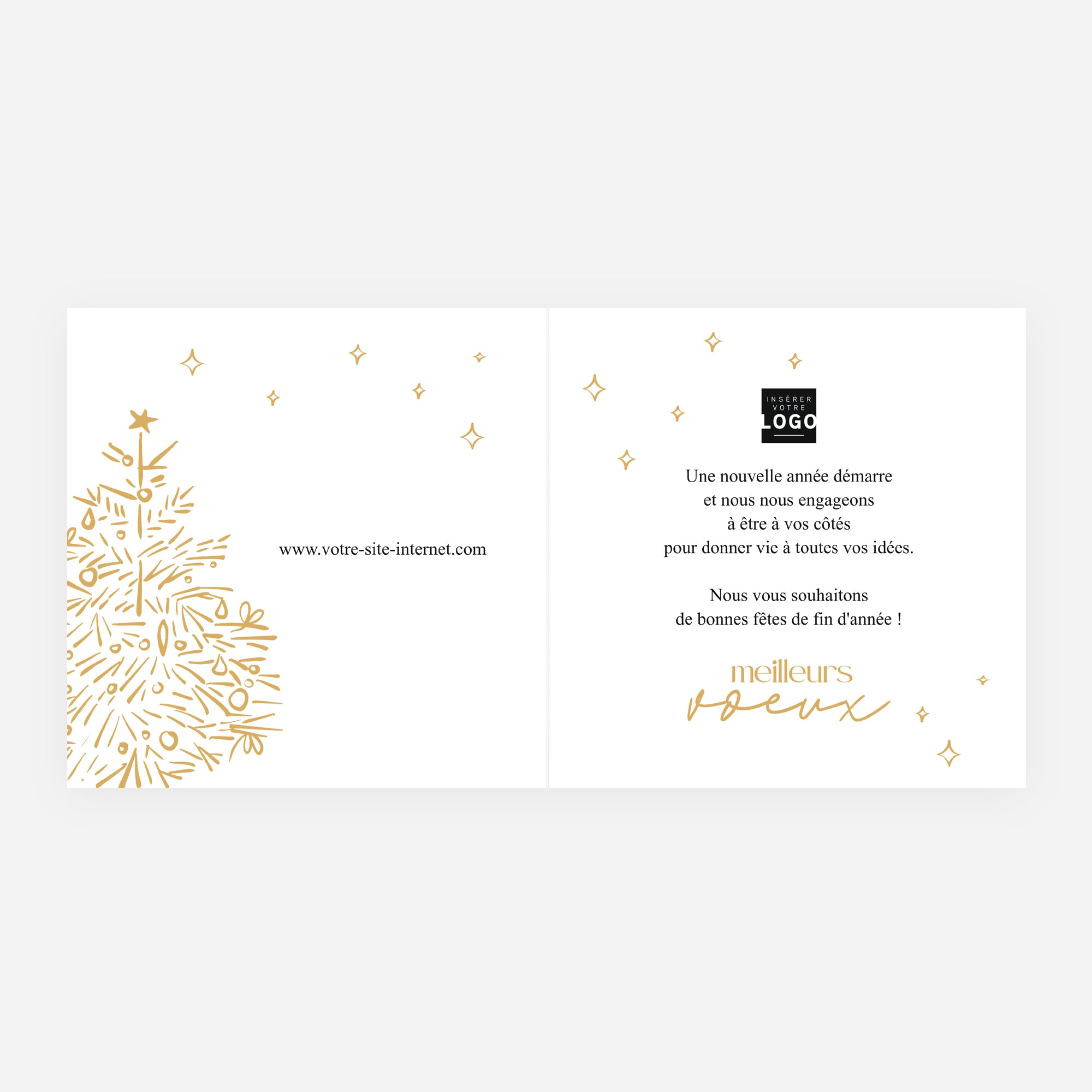 Sapin Précieux | Vœux professionnels • Carte de voeux dorure • Carré double photo N° 2