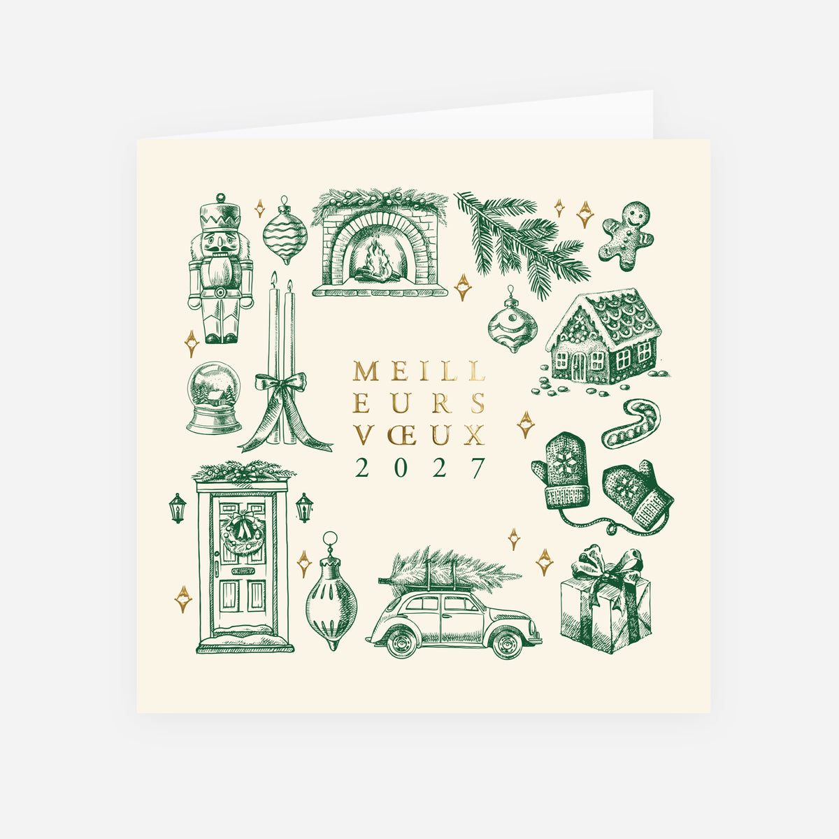 Instants de fête | Vœux professionnels • Carte de voeux dorure • Carrée pliable photo N° 1