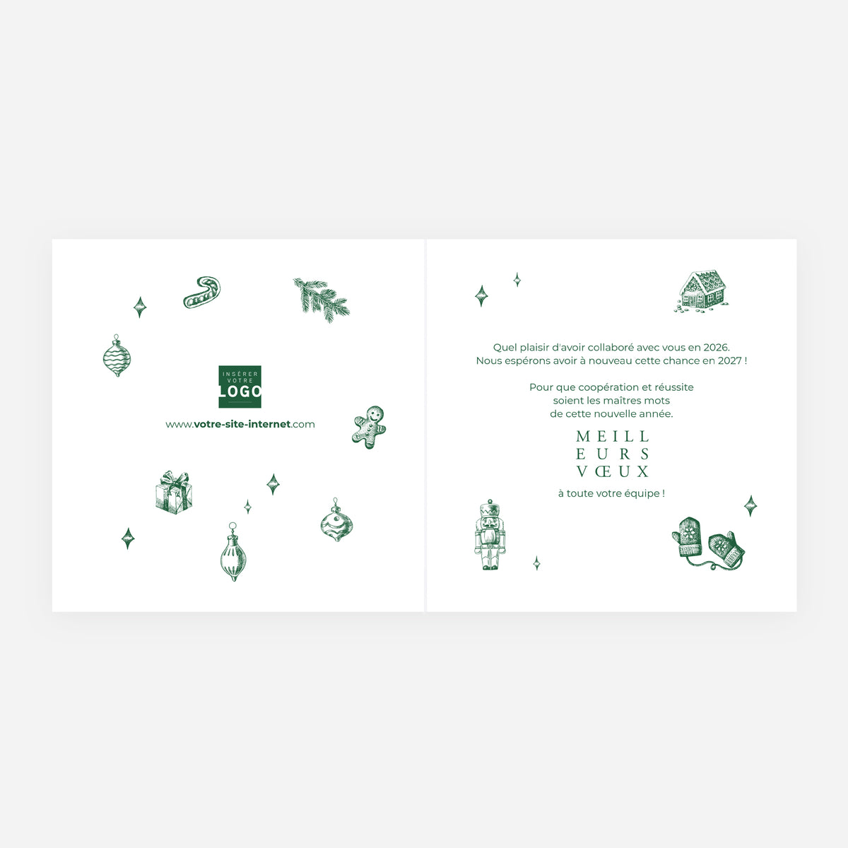 Instants de fête | Vœux professionnels • Carte de voeux dorure • Carrée pliable photo N° 2