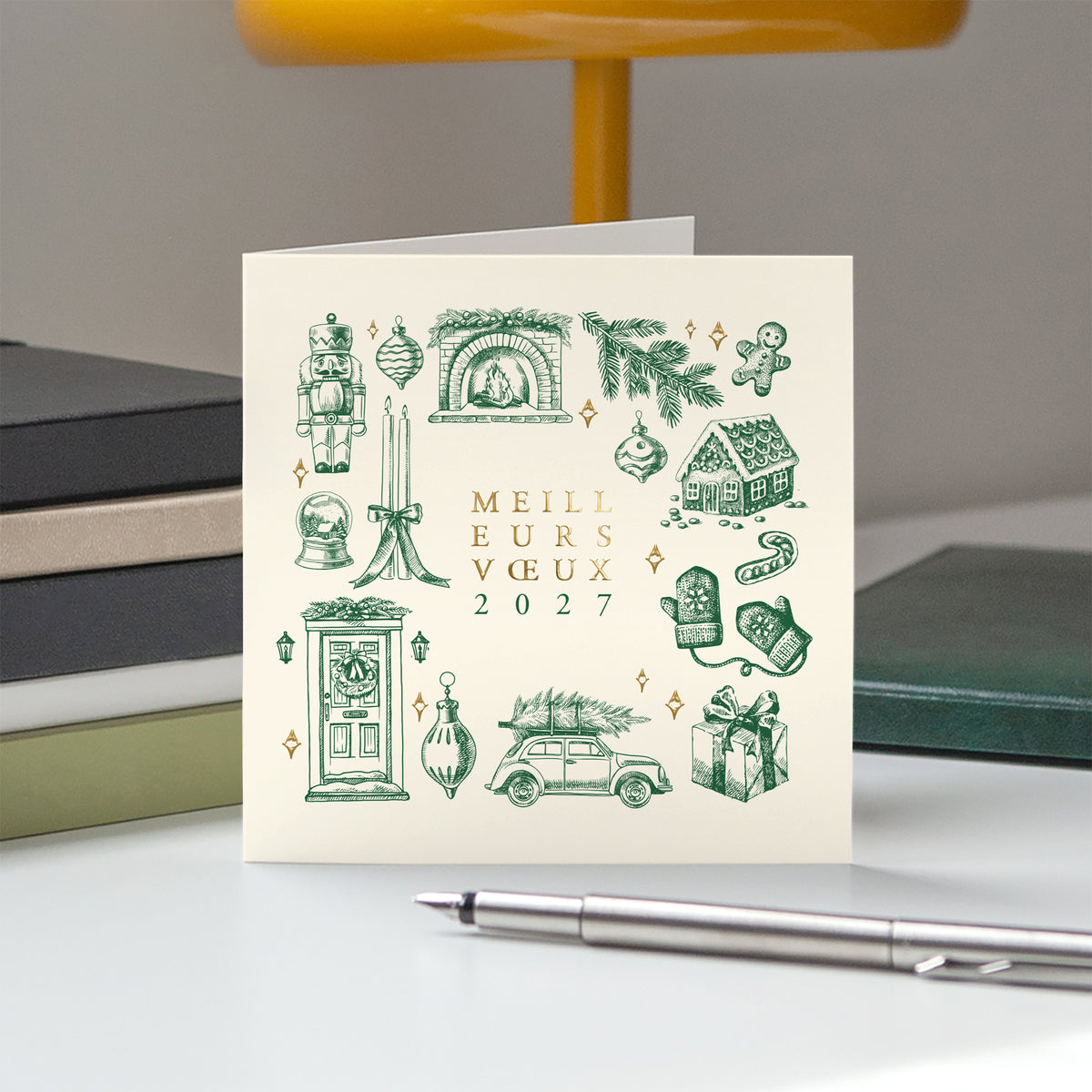 Instants de fête | Vœux professionnels • Carte de voeux dorure • Carrée pliable photo N° 5