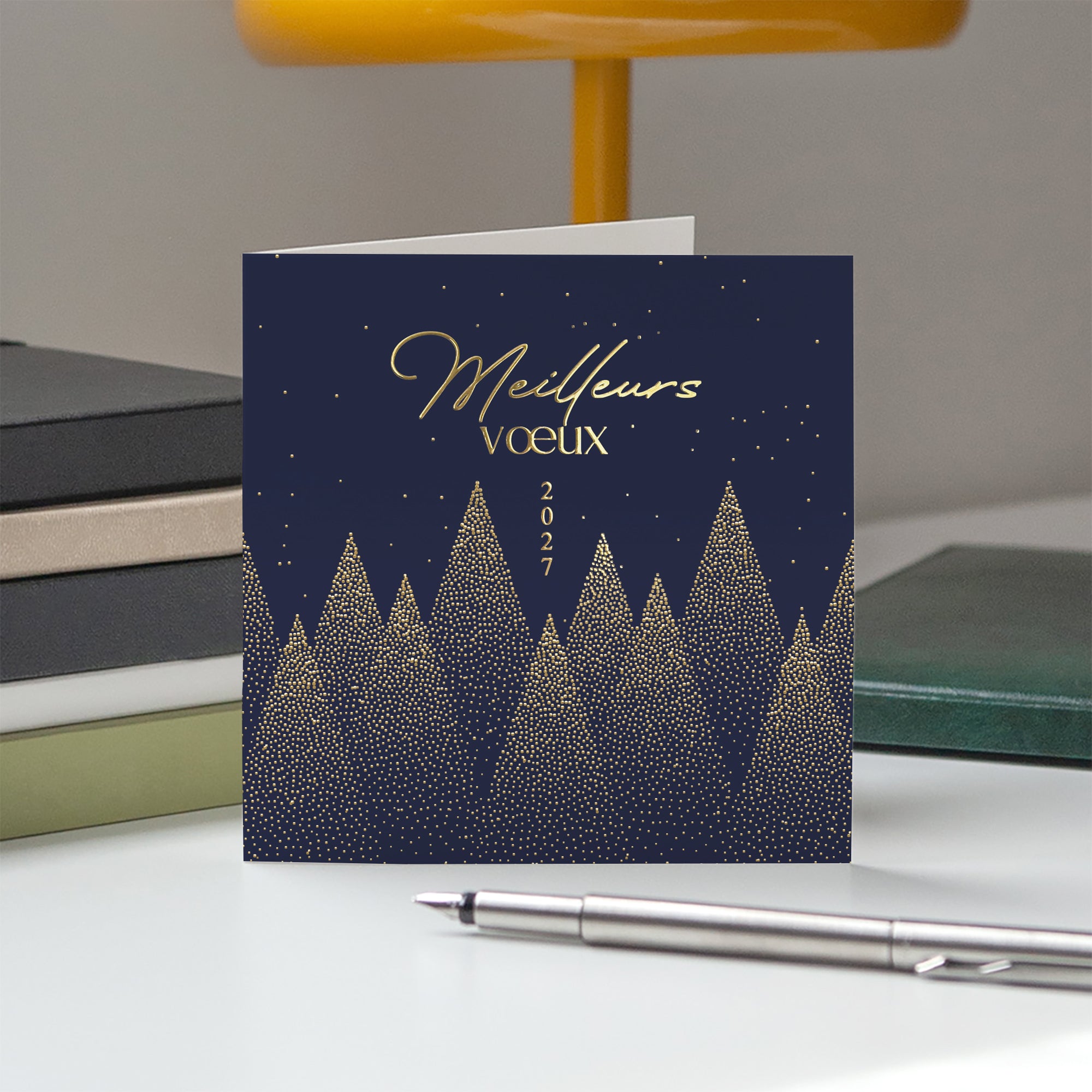 Forêt d’Or | Vœux professionnels • Carte de voeux dorure • Carré double photo N° 5