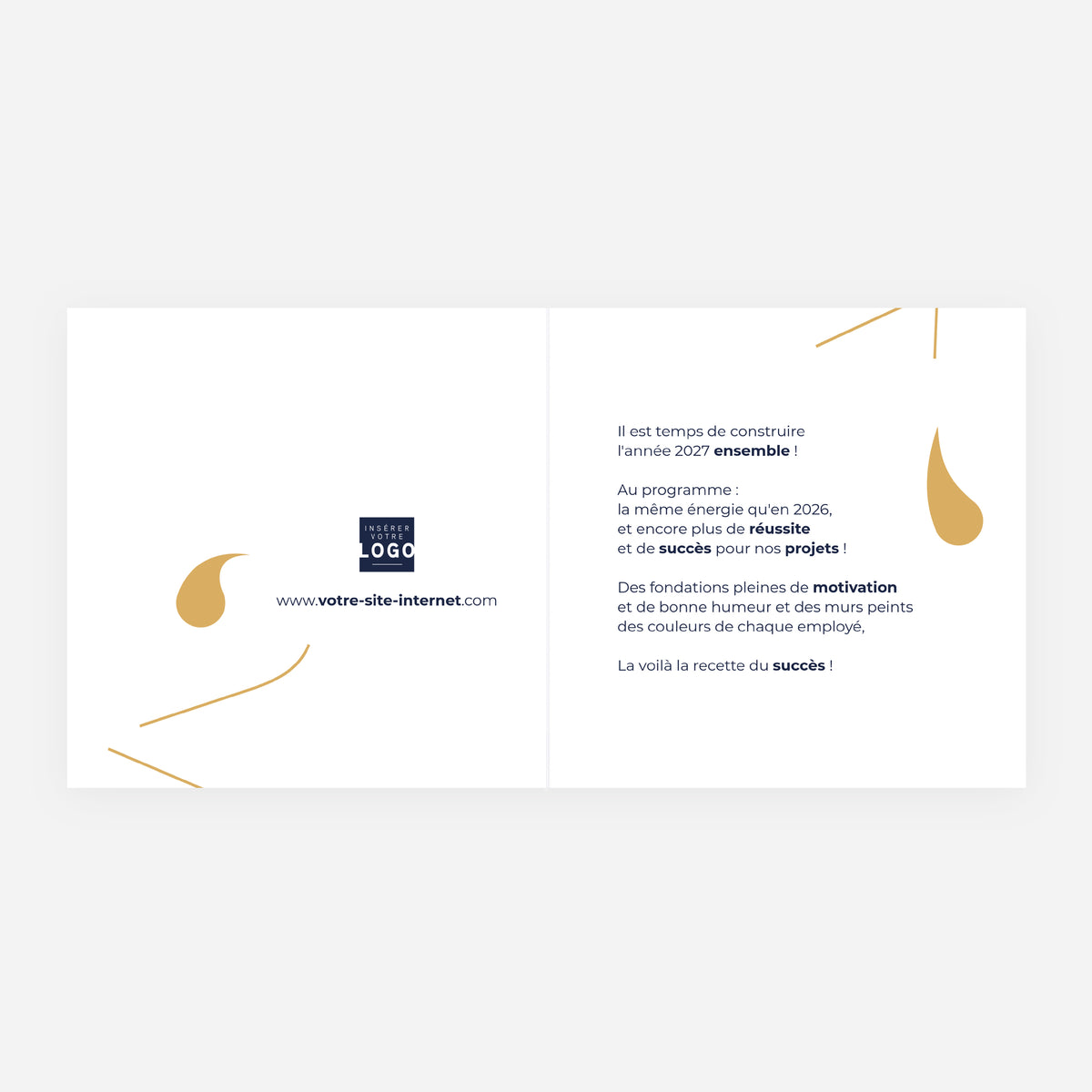 Épure d’Or | Vœux professionnels • Carte de voeux dorure • Carrée pliable photo N° 2